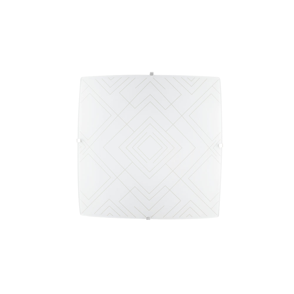 Plafoniera VECTOR in vetro bianco lucido con decoro grigio