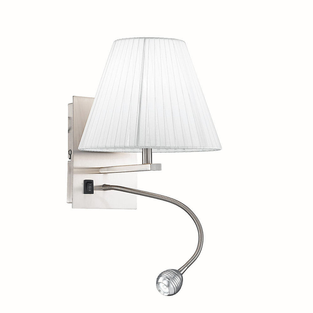 Applique HELLY in alluminio con diffusore in tessuto plissettato bianco