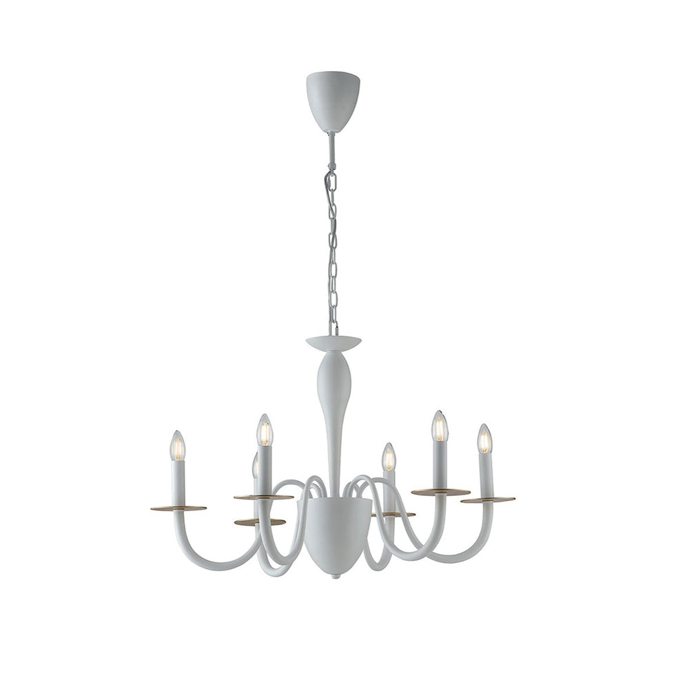 Lampadario Armstrong in metallo bianco o nero satinato (6xE14)