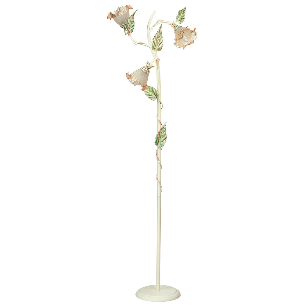 Piantana PRIMAVERA in metallo decorato a mano e diffusore in vetro