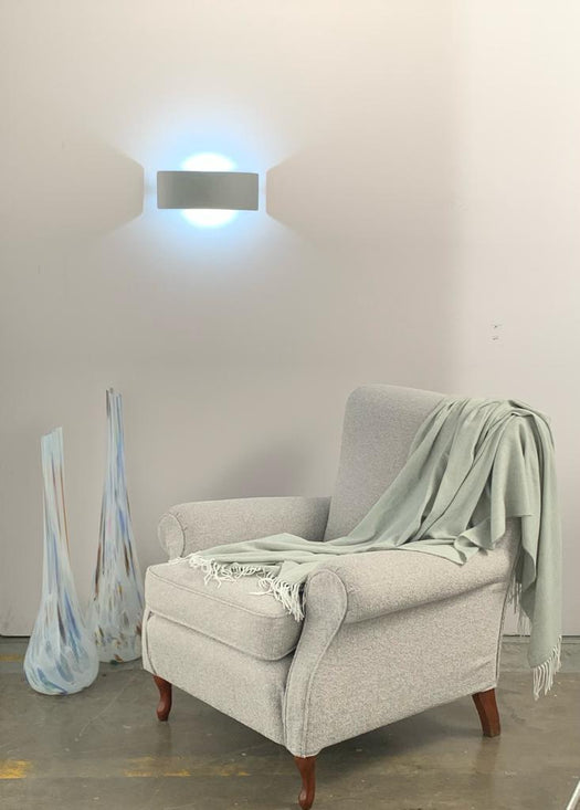 Applique Tresor a LED 10W in metallo bianco matto e diffusore in vetro temperato color sabbia