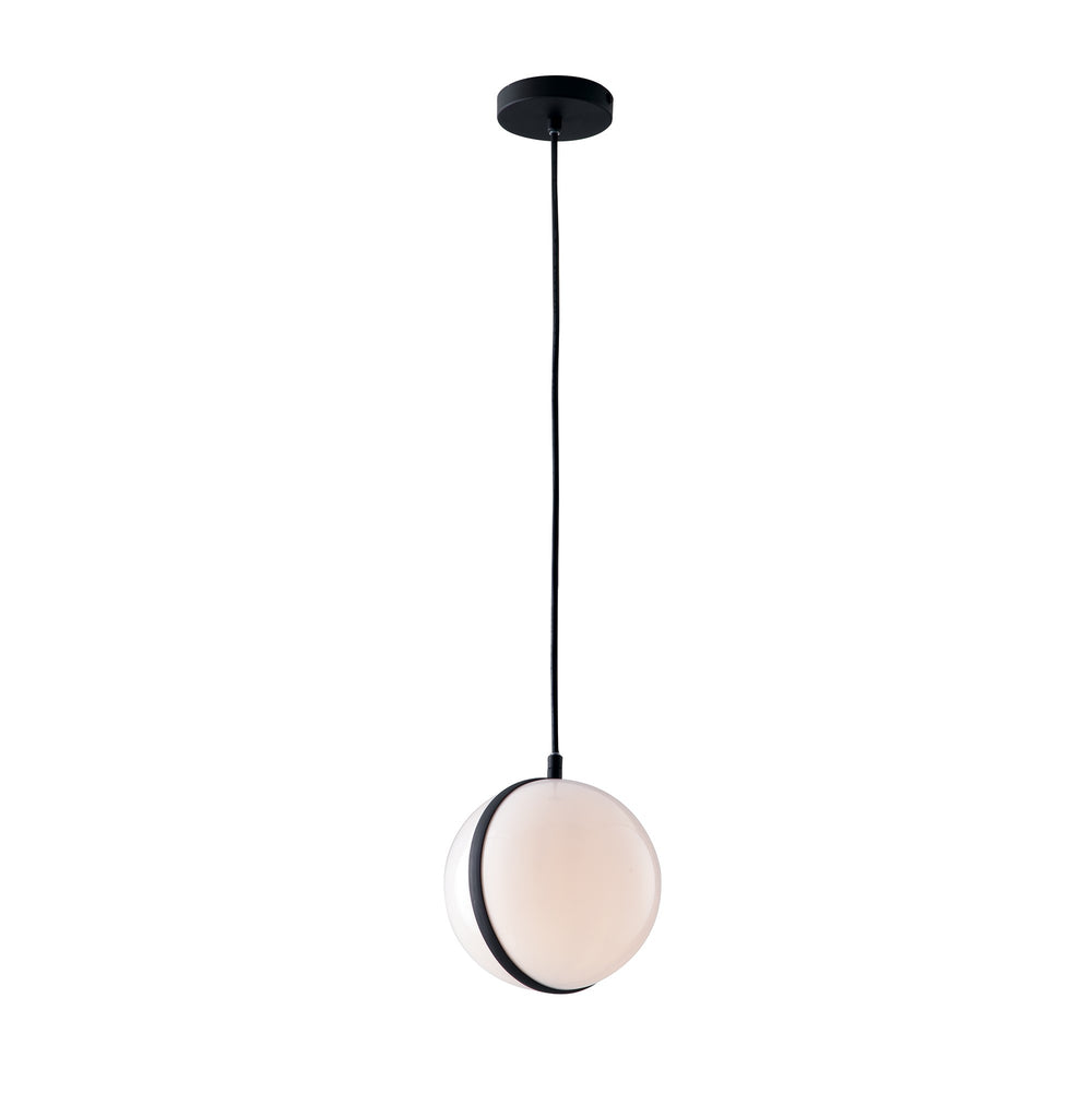 Lámpara colgante para exterior Orbit, en PMMA acrílico y base de aluminio inyectado negro (1XE27)