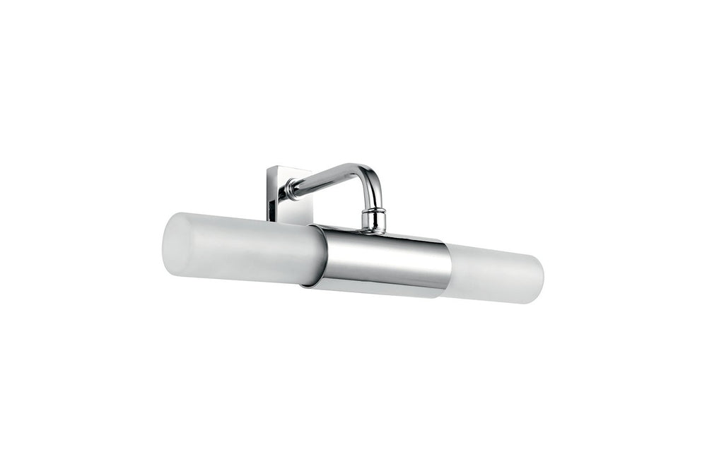 Applique da specchio Roby in metallo cromato con diffusore in vetro bianco satinato (2xG9)