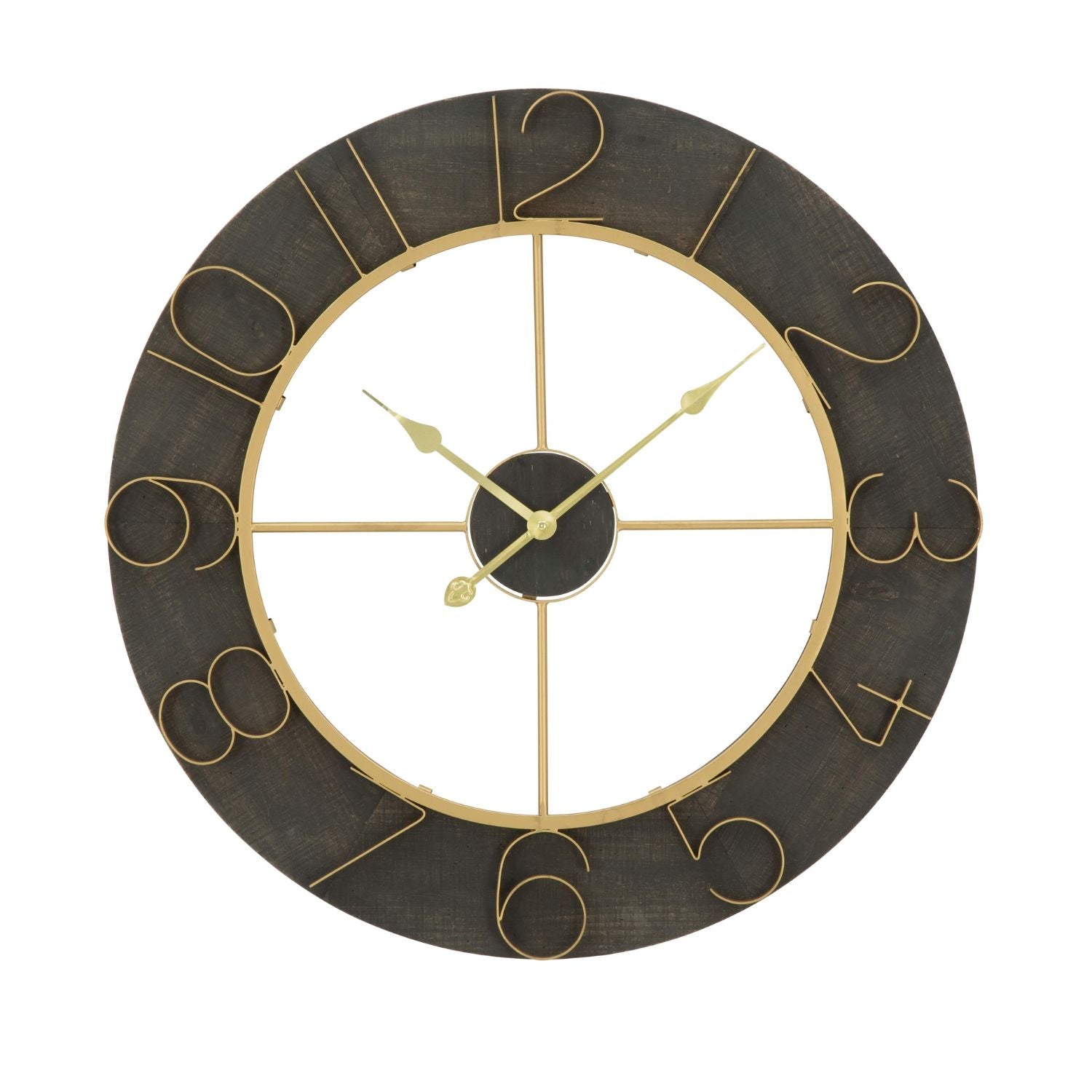 Reloj de pared de hierro GOLD con líneas geométricas.