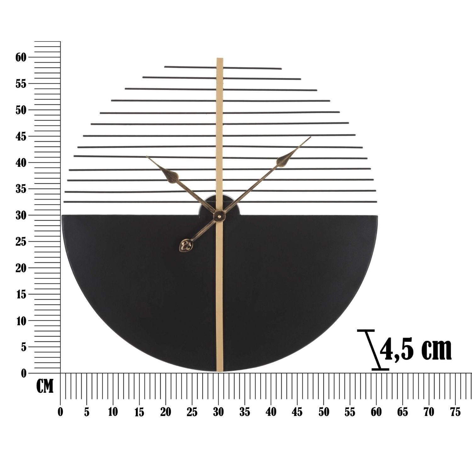 Reloj de pared CORINNE con adornos geométricos.