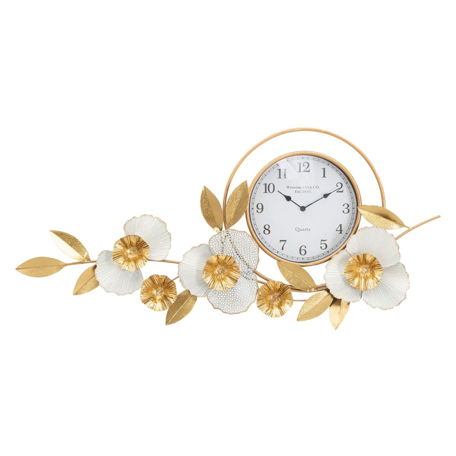 Reloj de pared FLORA con adornos florales en 3D
