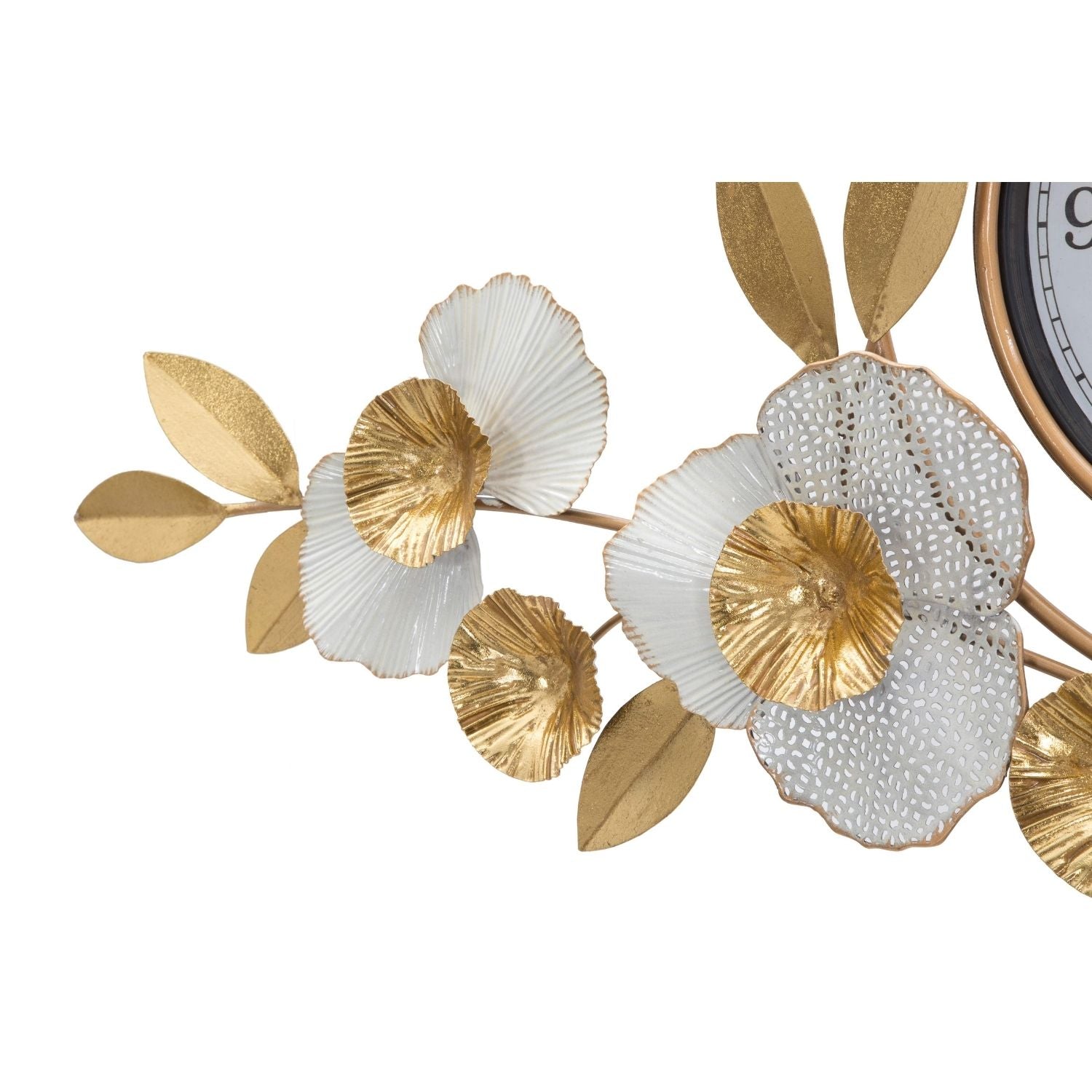 Reloj de pared FLORA con adornos florales en 3D