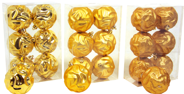 Set of 6 wavy pattern spheres