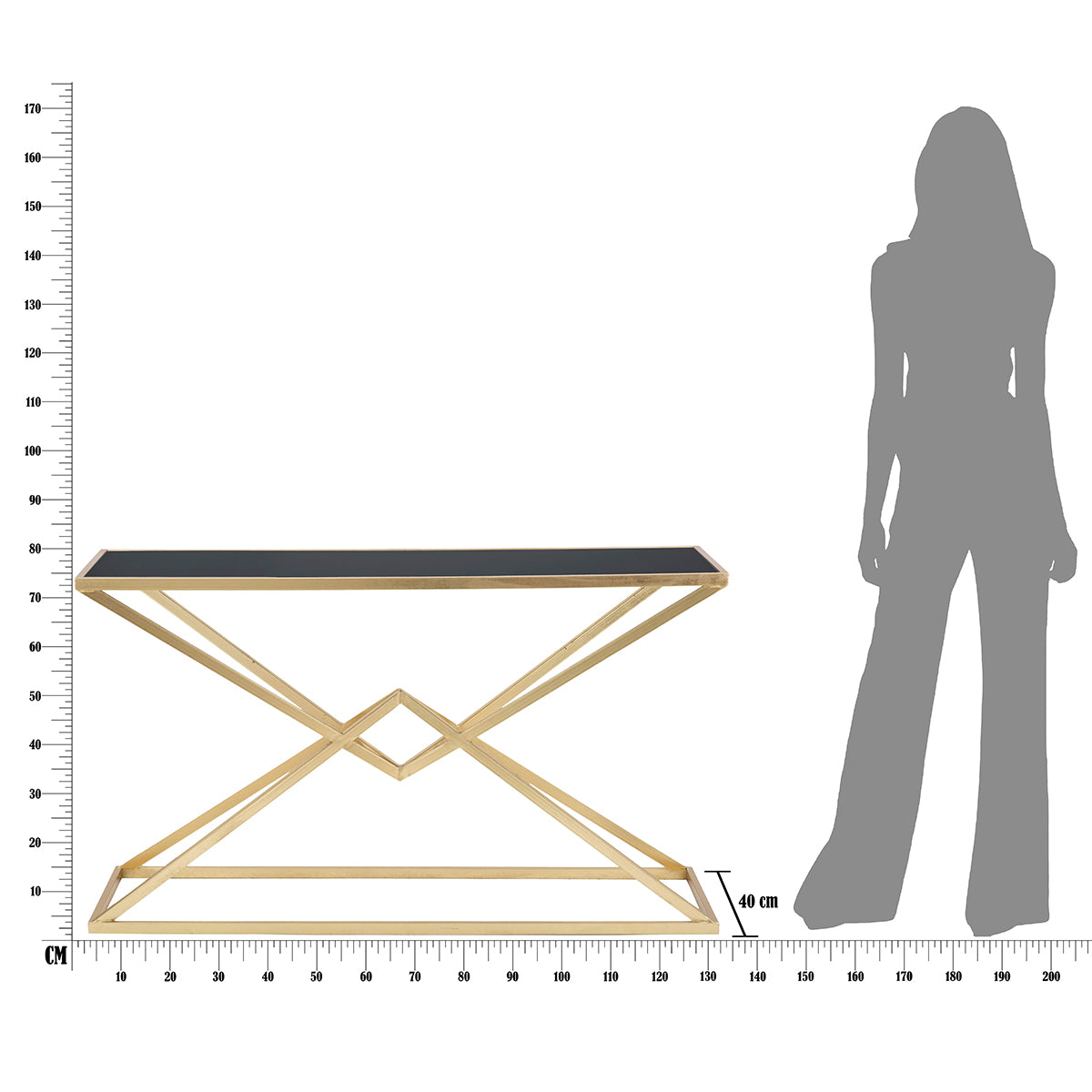 Consolle rettangolare EGITTO in ferro dorato e vetro nero - FT-FeelThe