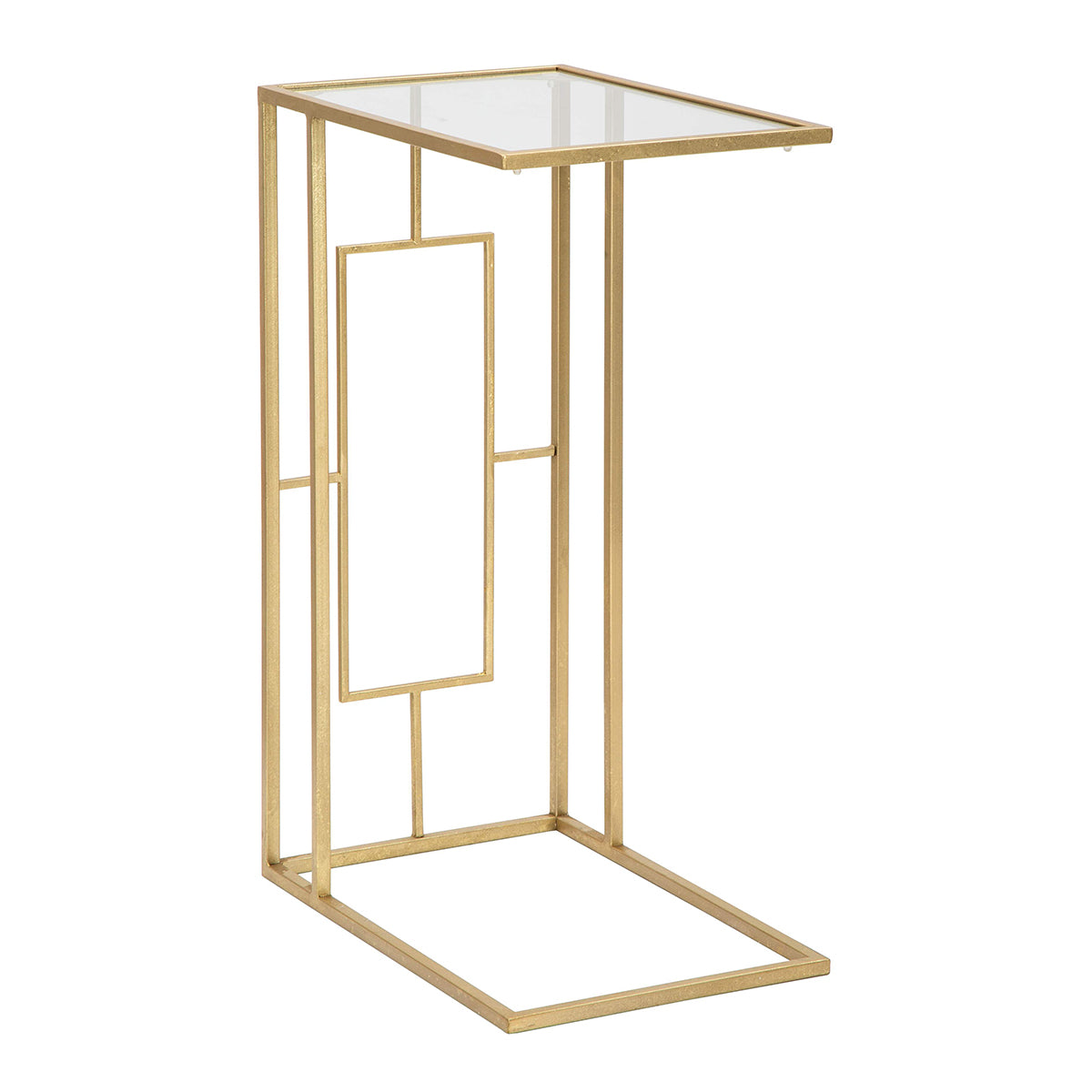 Table basse rectangulaire en fer avec plateau en verre KIKI