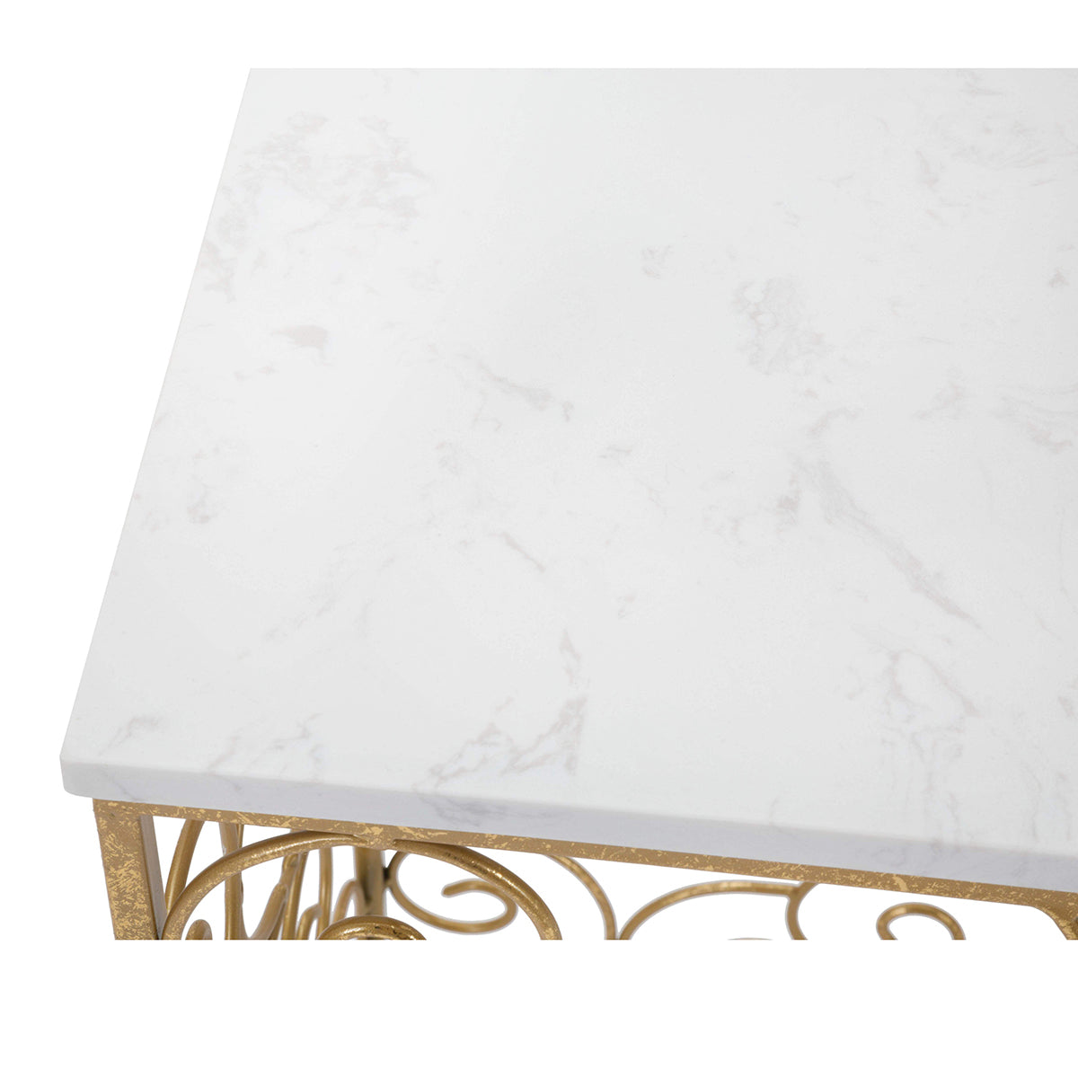 Suite de 2 tables basses carrées PRUSSIA en fer et marbre