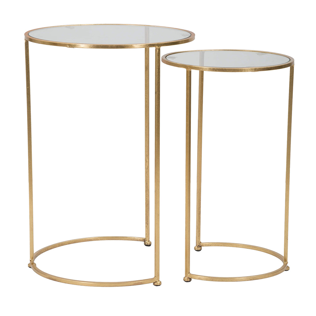 Set de 2 tables basses rondes TRIAL en fer et verre