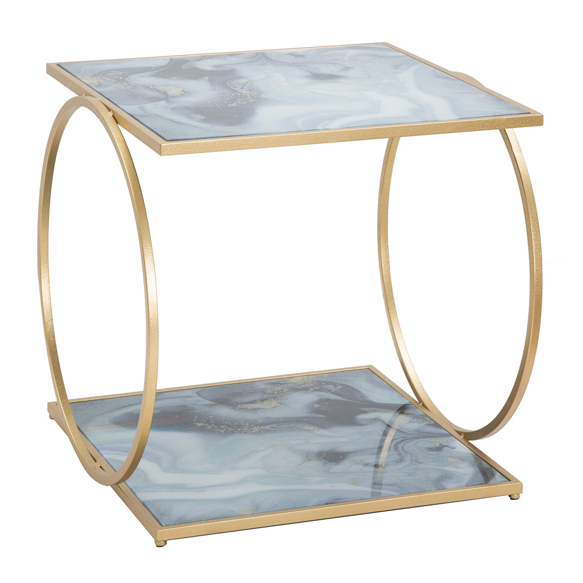 Tavolino CLARENCE quadrato in ferro e marmo