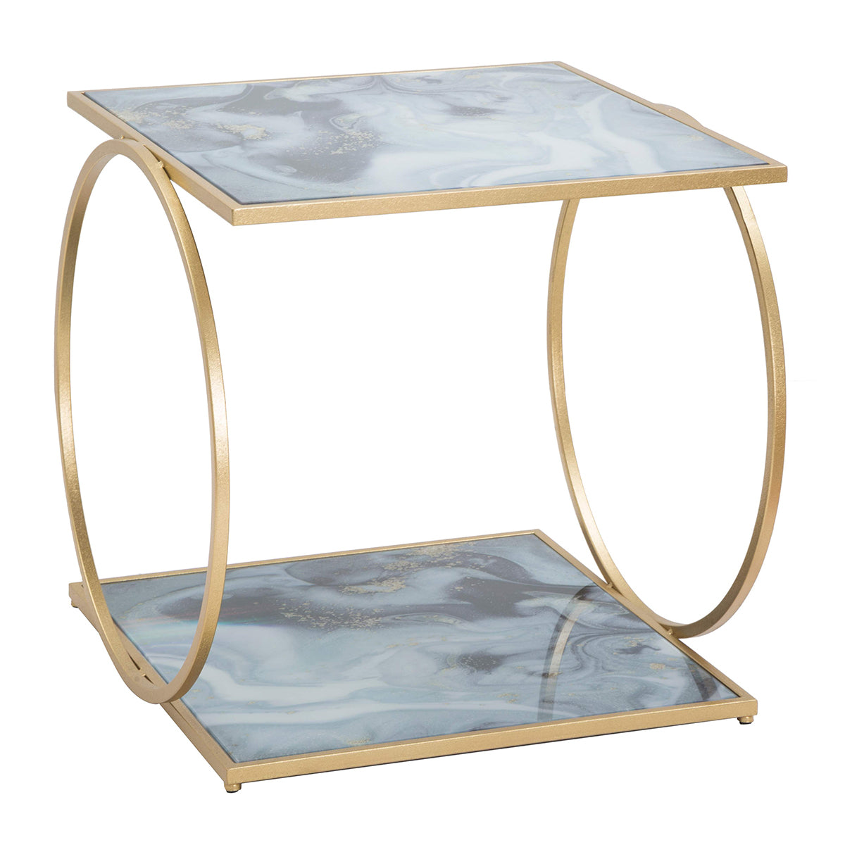 CLARENCE square iron and marble coffee table