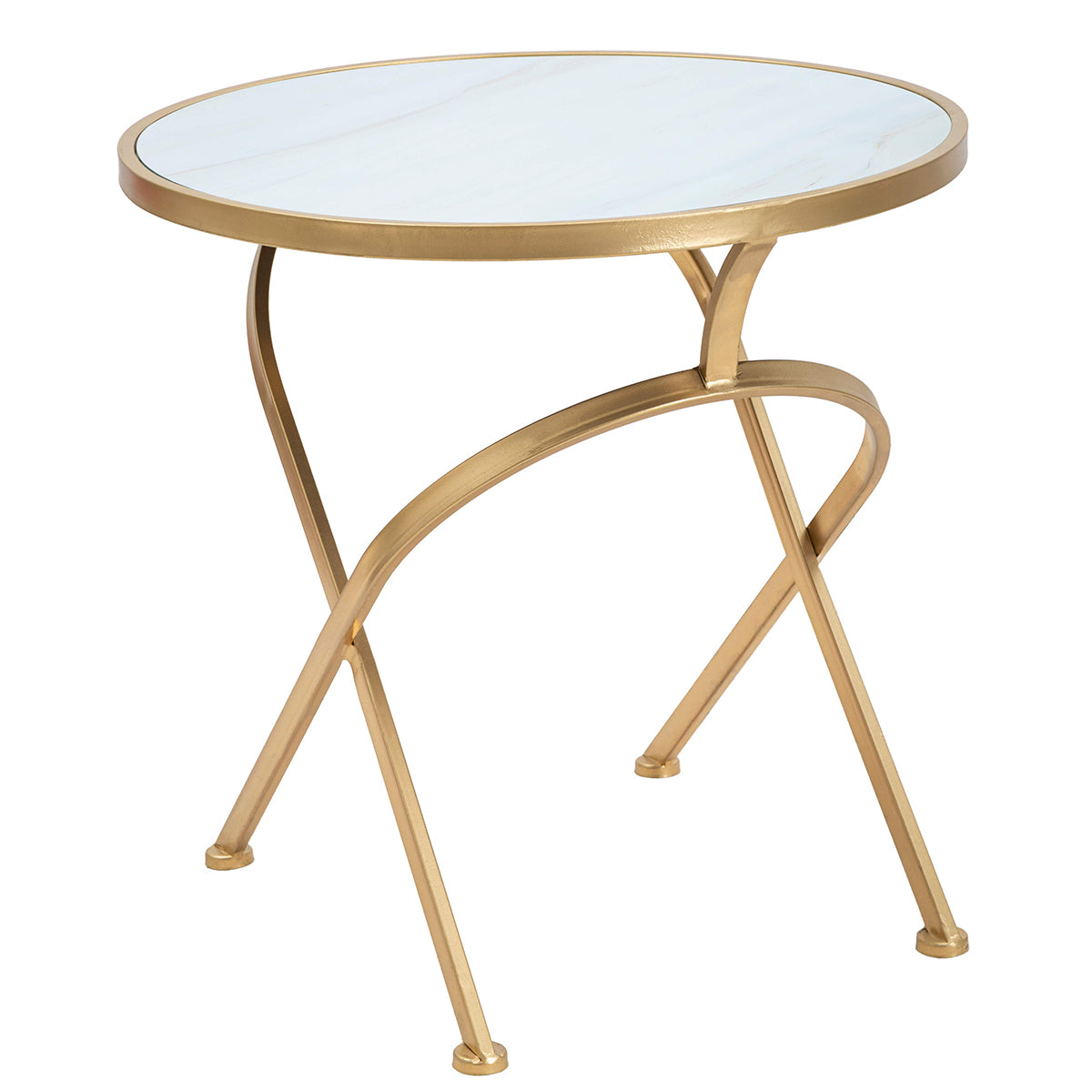 Table basse ronde ROZ en fer et marbre