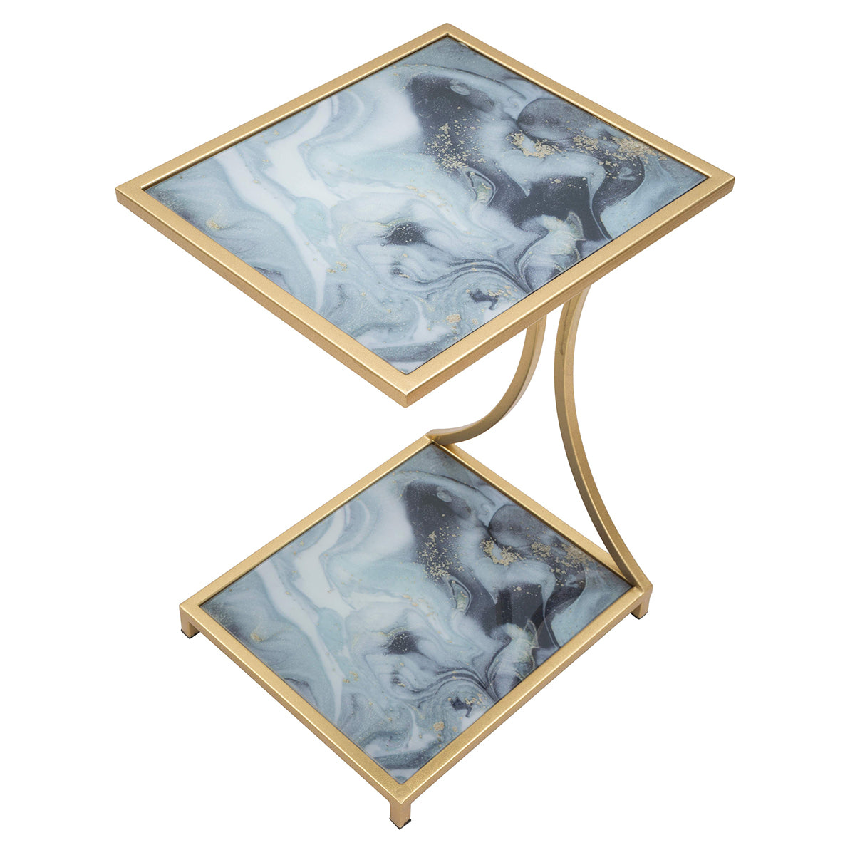 Table basse carrée MAVI en fer et marbre