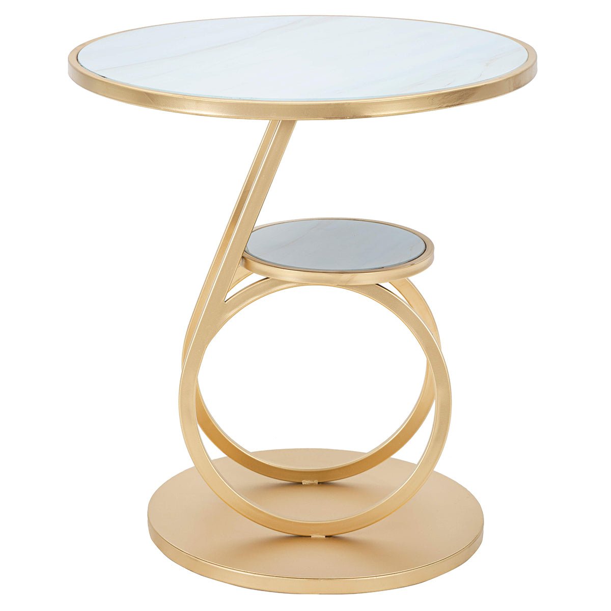 Table basse ronde en fer avec étagère de rangement KEY