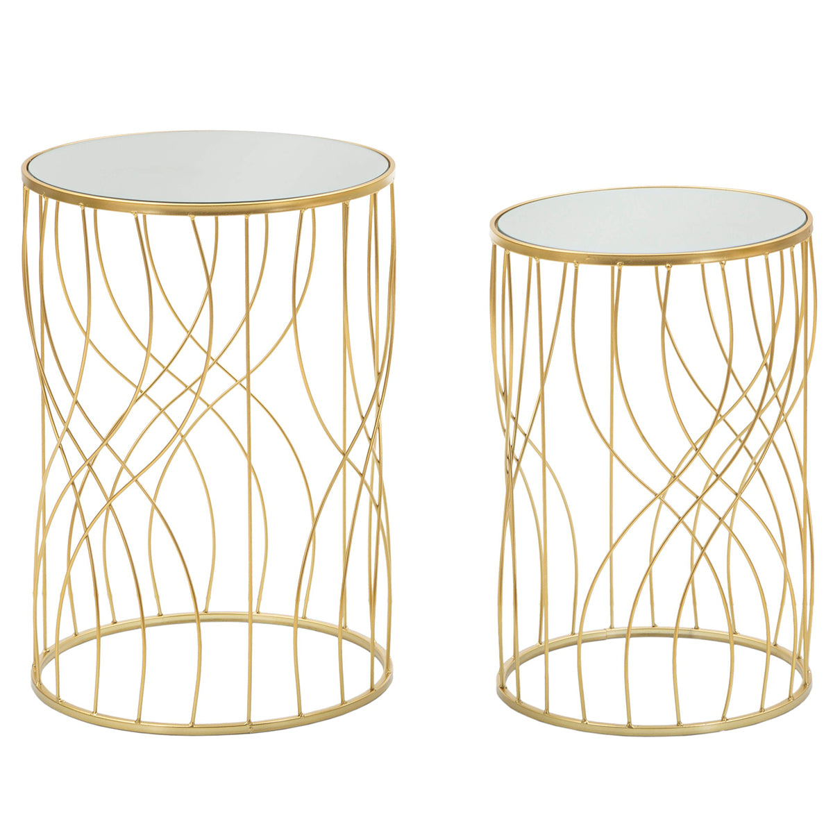 Set of 2 ELINOR round tables with mirror