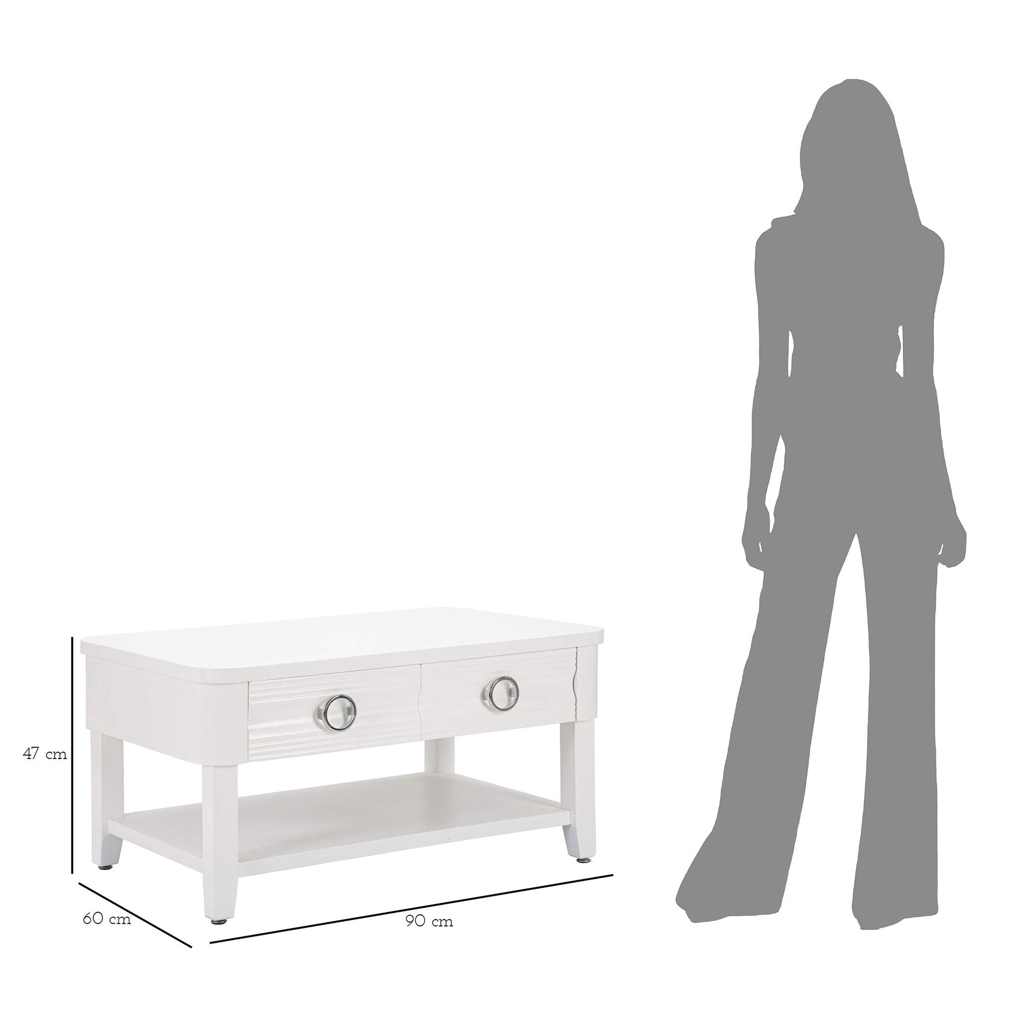 Tavolino rettangolare LOGAN in legno bianco