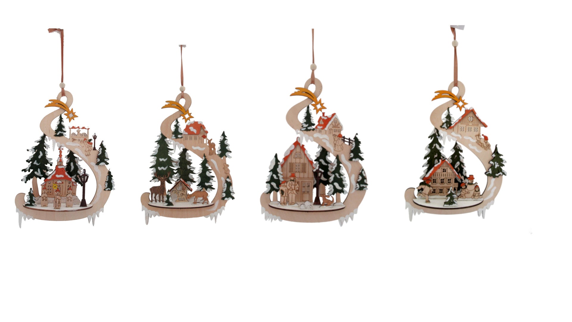 Wooden landscape hanging decoration