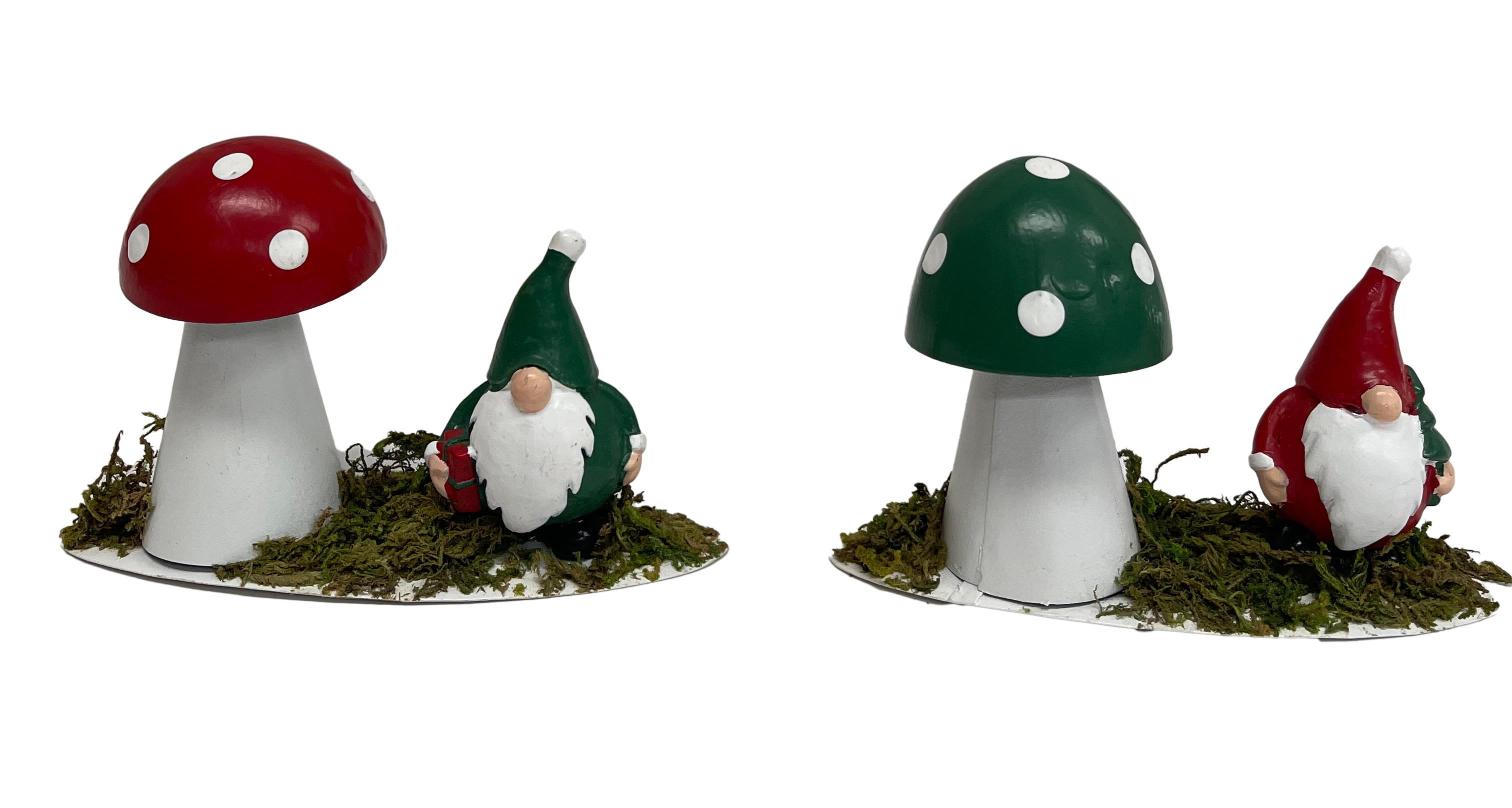 Metal gnome and mushroom decoration