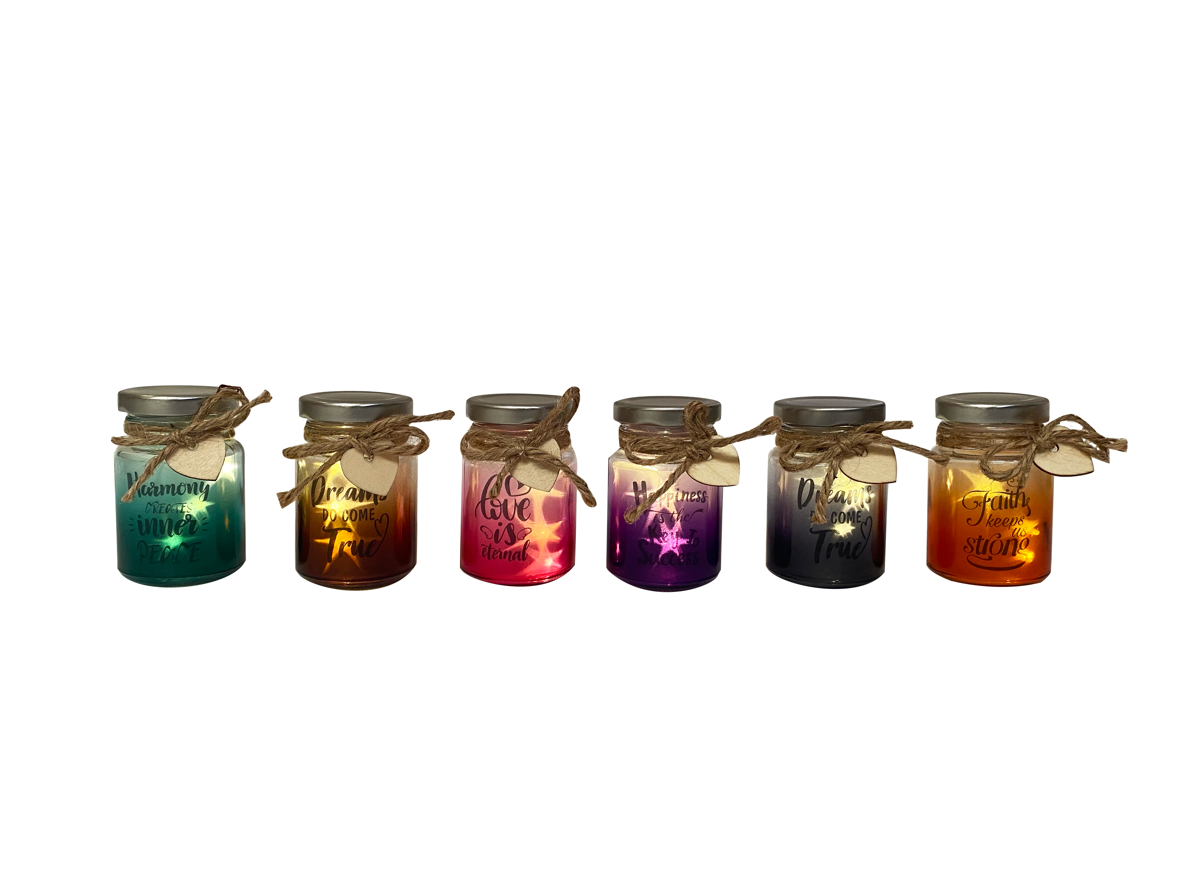 Colorful jar with star effect LED