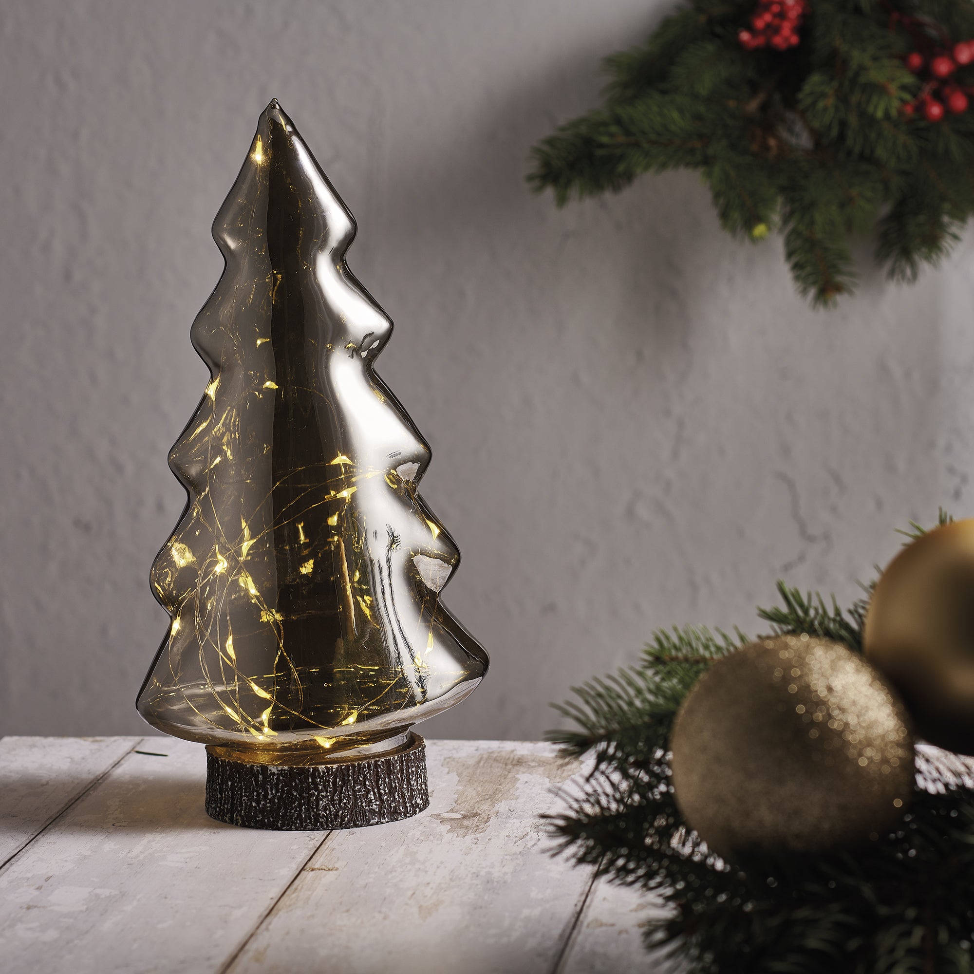 Déco sapin fumé avec LED