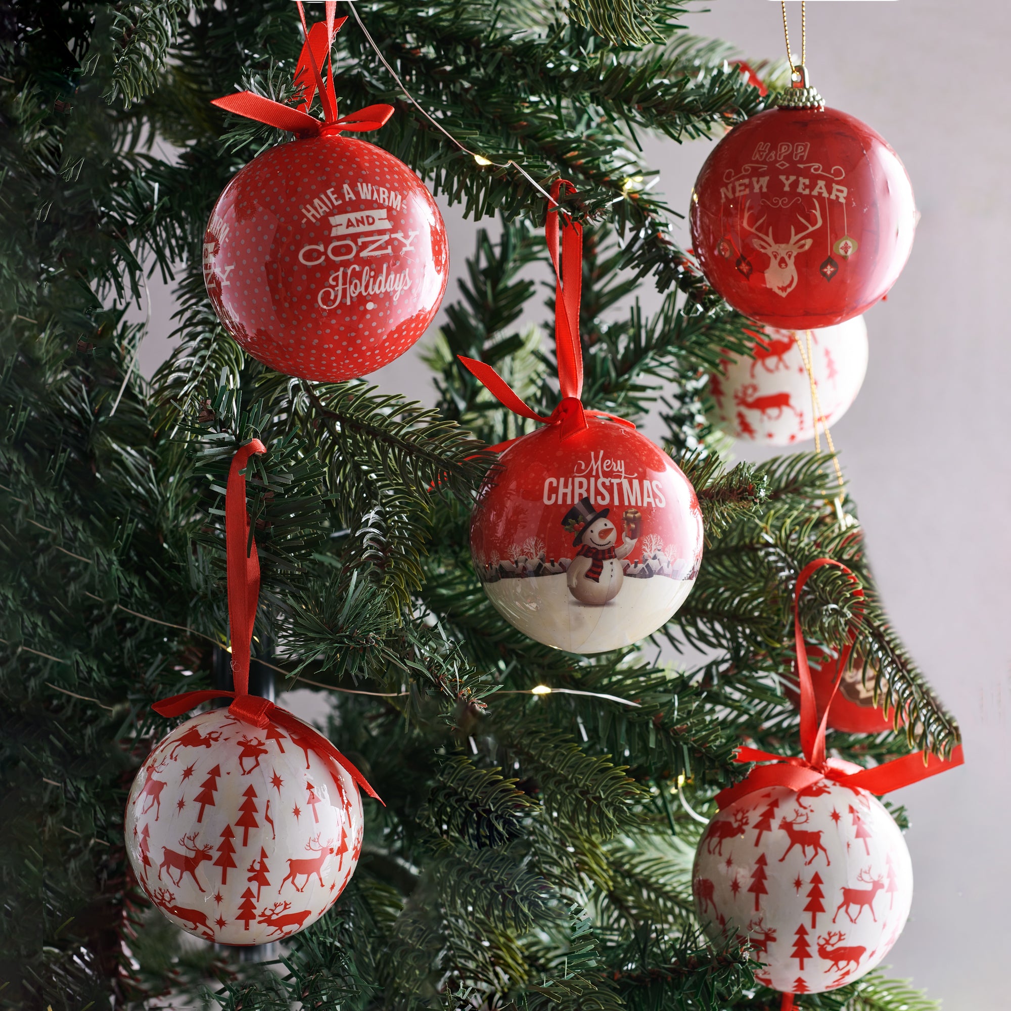 Set 7 sfere natalizie con stampe decorative assortite - FT-FeelThe