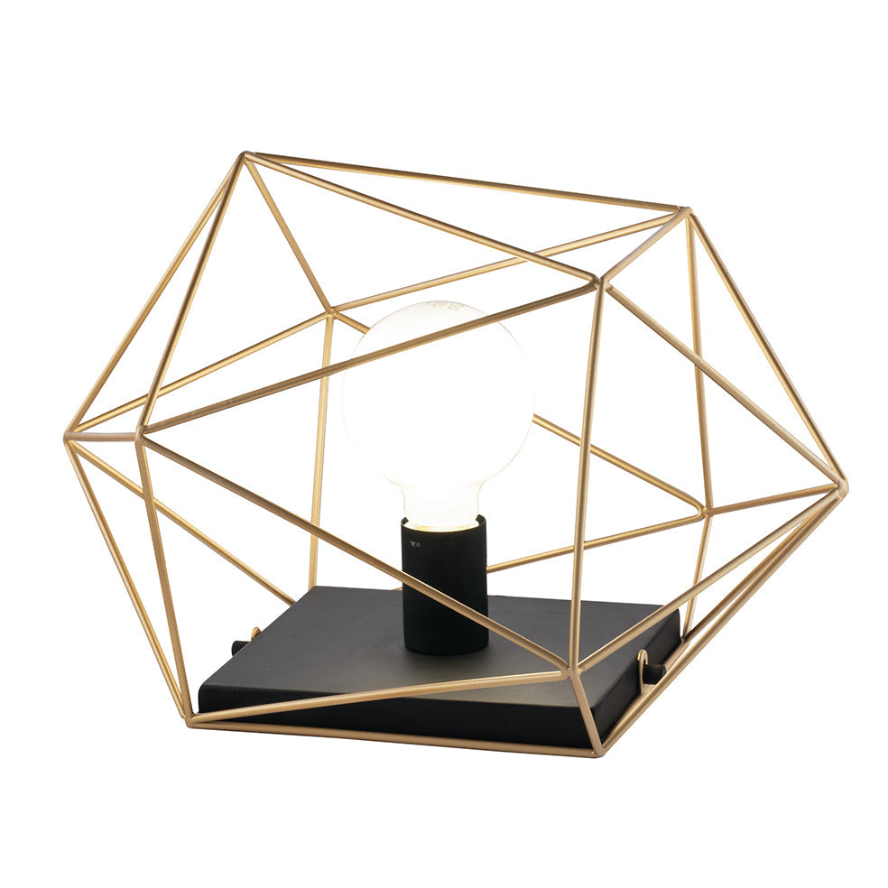 Lampada da tavolo ABRAXAS nera e oro in metallo dal design geometrico