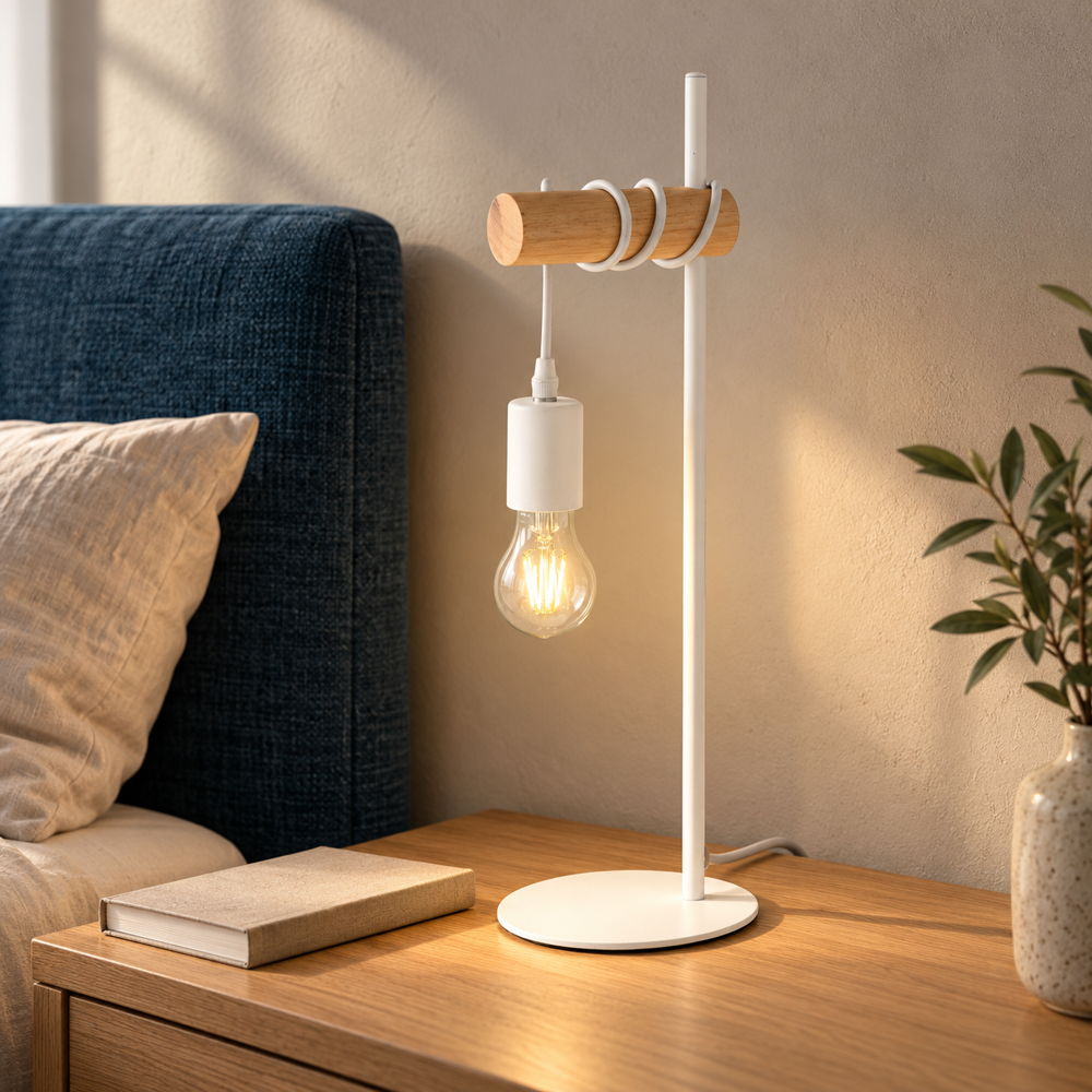 Lampada da tavolo ARIZONA in legno naturale e metallo