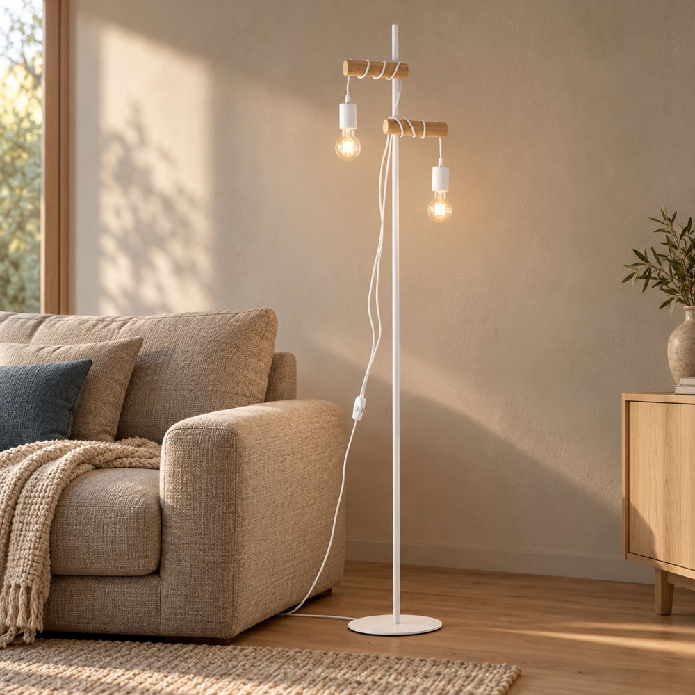 ARIZONA floor lamp in natural wood and metal