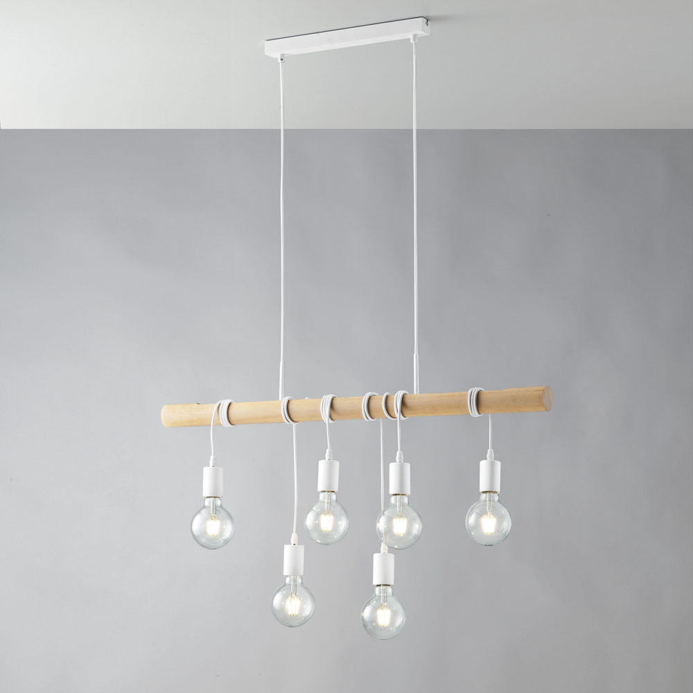 Lampadario a sospensione ARIZONA in legno naturale, 6 luci