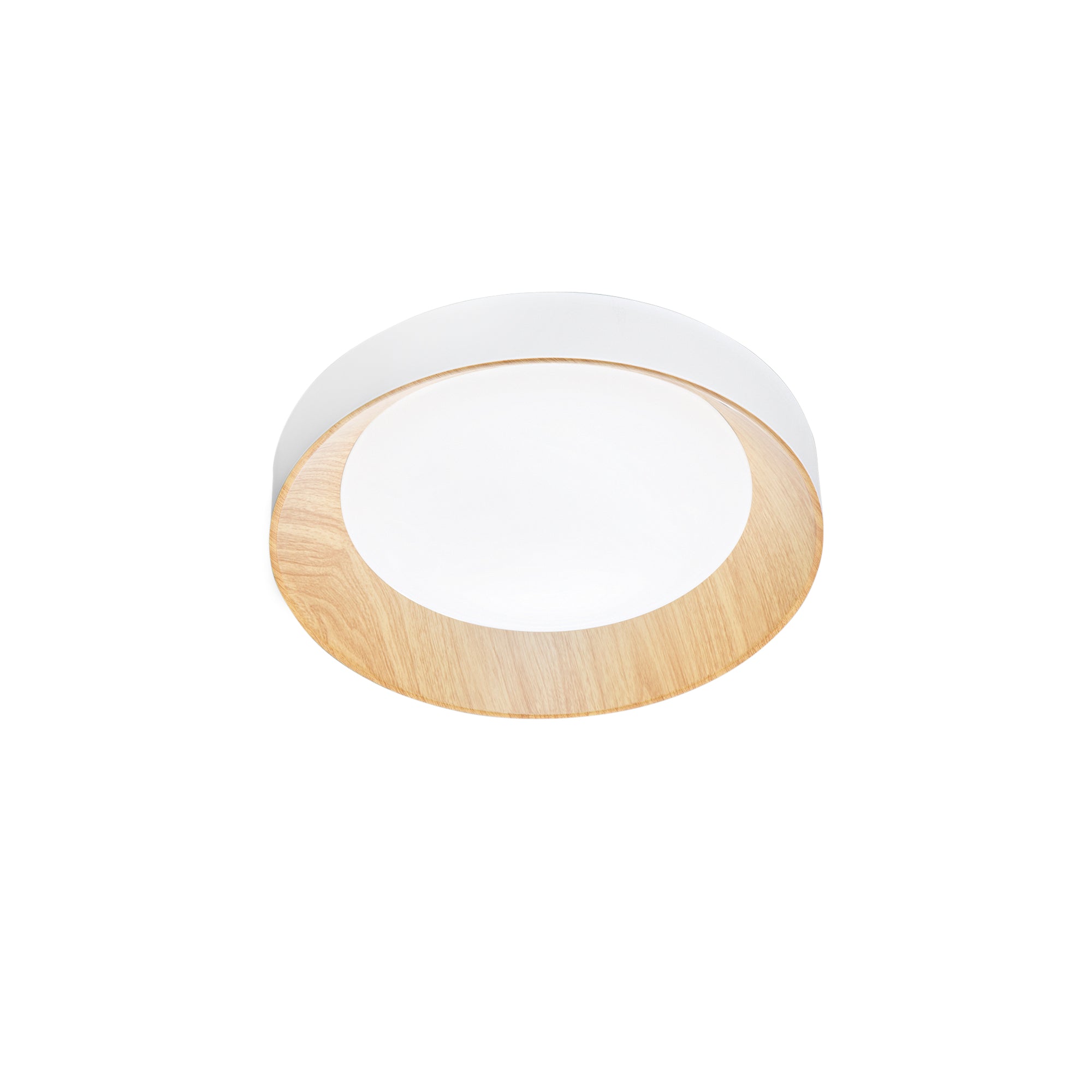 ARKA ceiling lamp in black or white metal, with wood effect interior