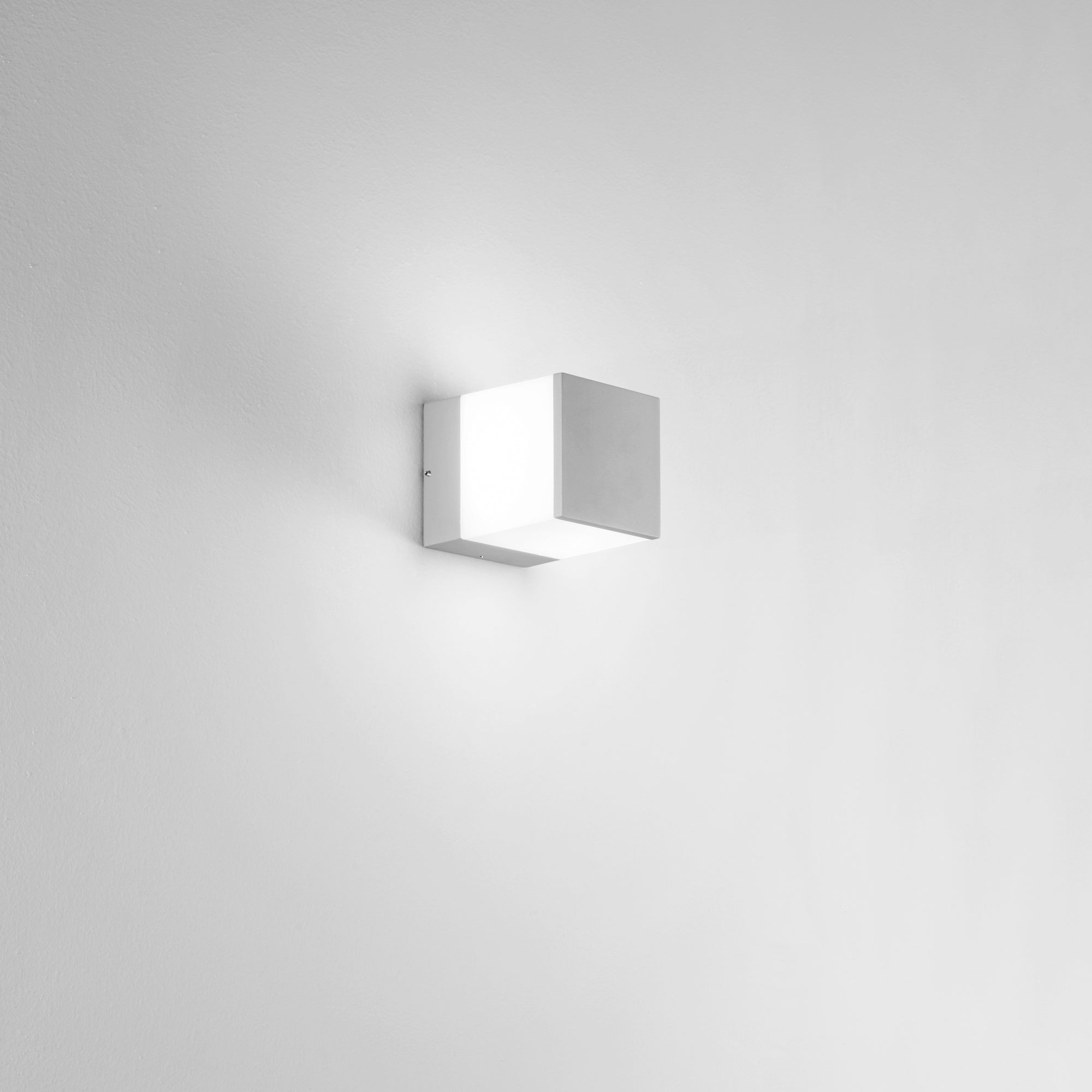 BOOSTER outdoor wall lamp in silver metal 13x13 cm. IP54