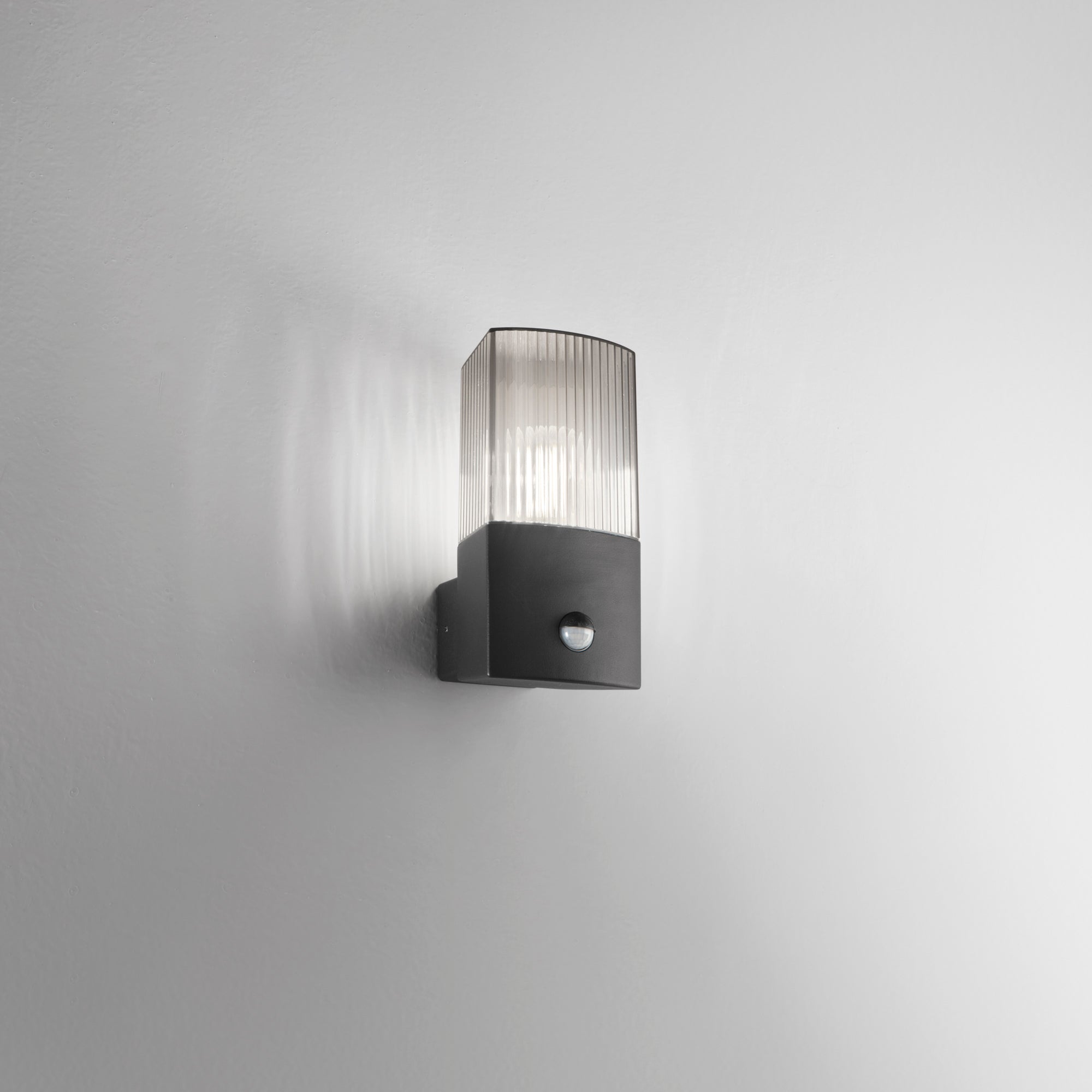 DARK Outdoor Wall Lamp In Stainless Steel With Polycarbonate Diffuser With Motion Sensor 1XE27