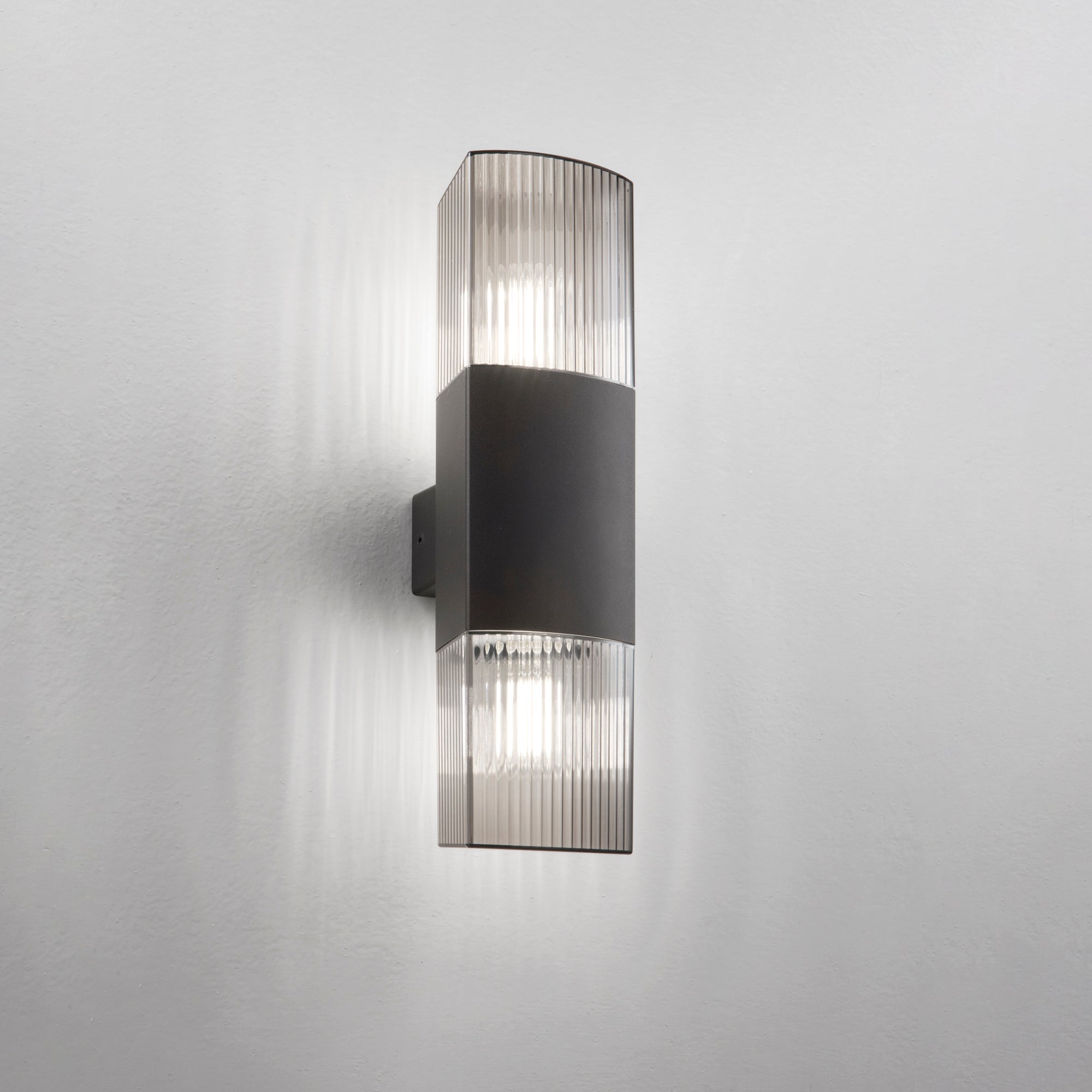 DARK Outdoor Wall Lamp In Stainless Steel With Polycarbonate Diffuser Double Emission 2XE27