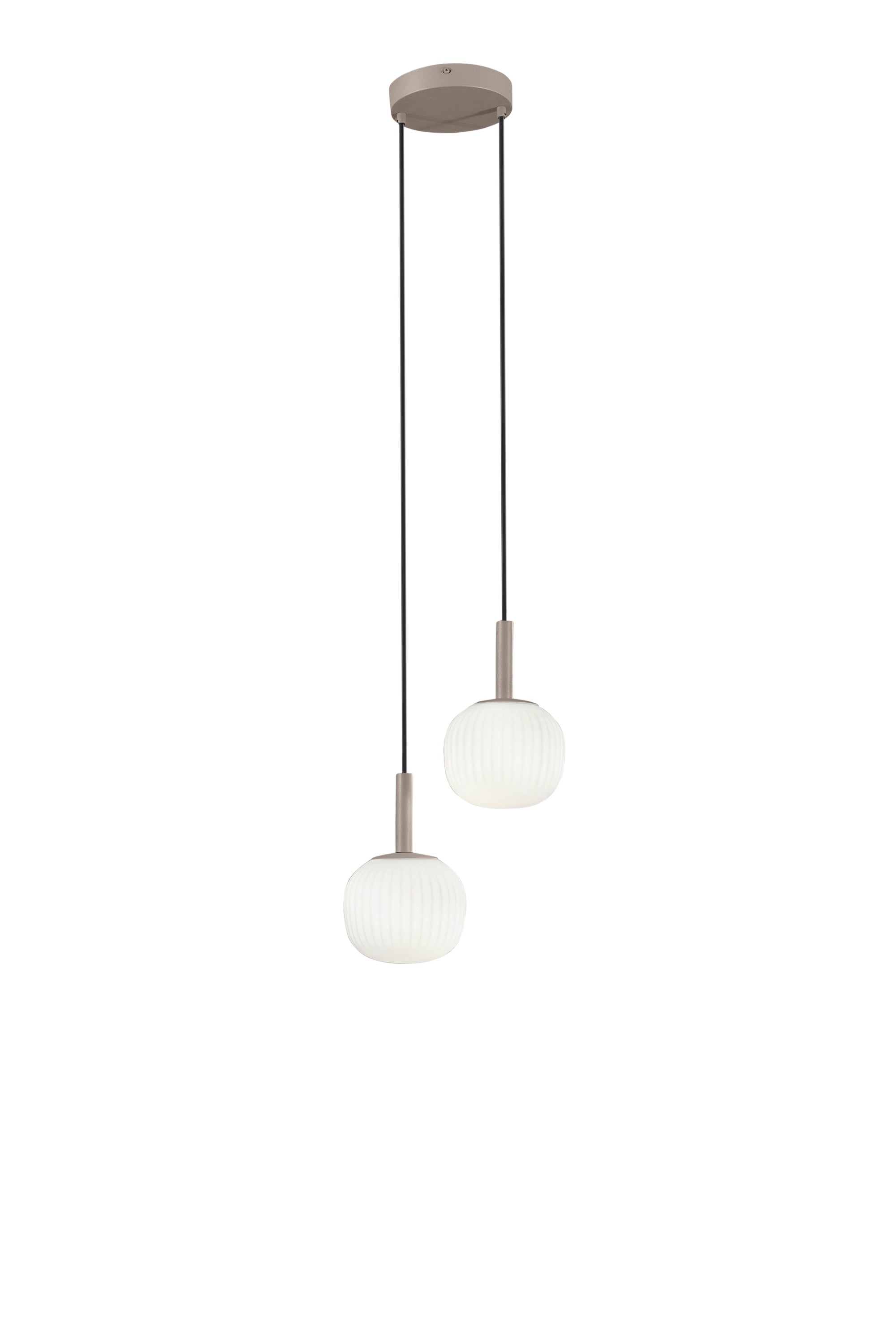 Sospensione e lume ERIS in metallo marrone sabbia e vetro bianco latte | FT Feel The