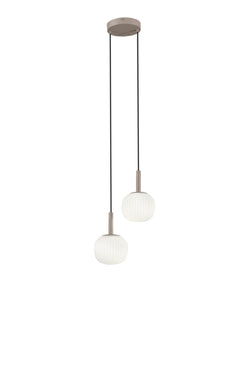 Sospensione e lume ERIS in metallo marrone sabbia e vetro bianco latte | FT Feel The