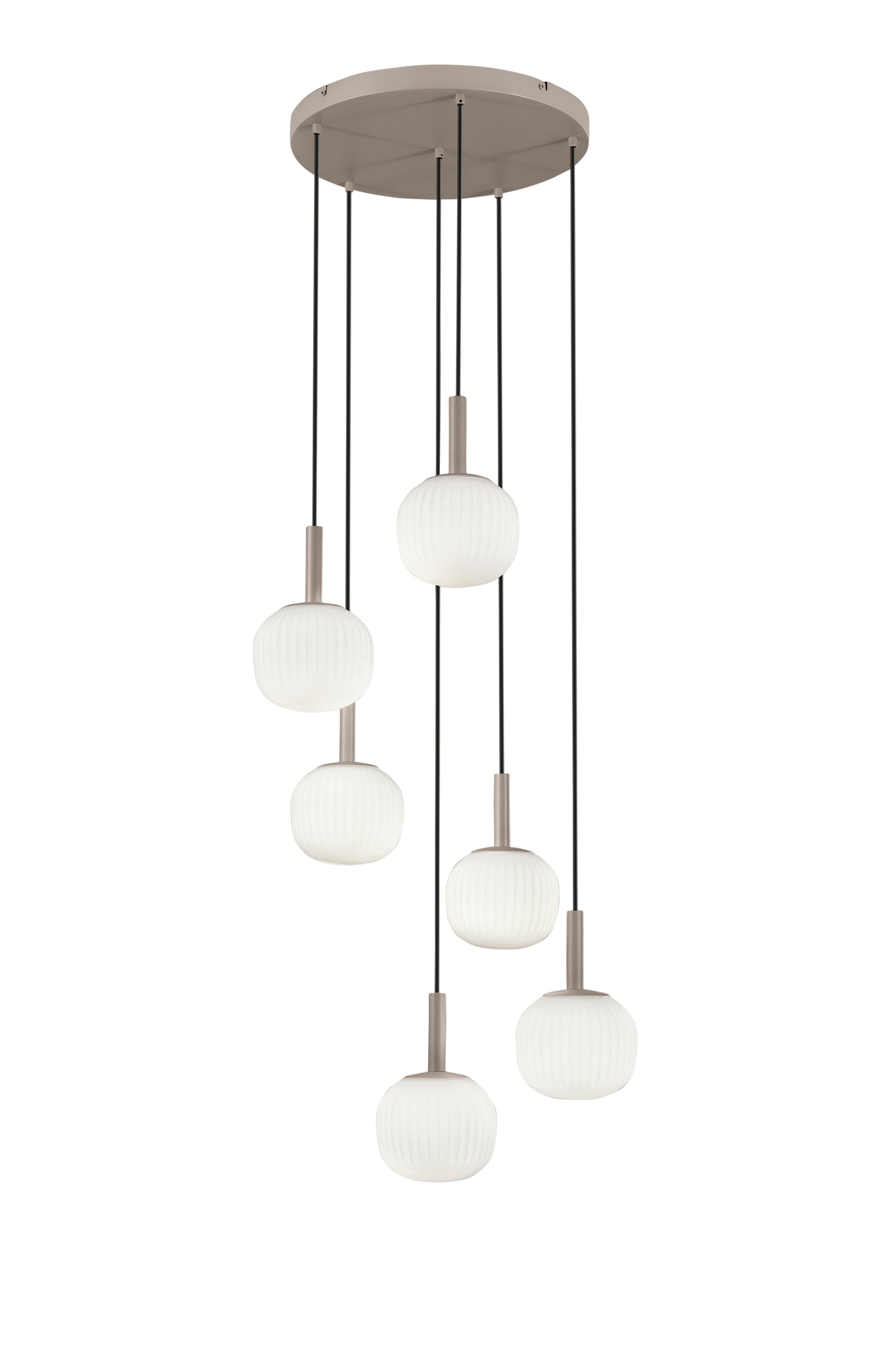 Sospensione e lume ERIS in metallo marrone sabbia e vetro bianco latte | FT Feel The