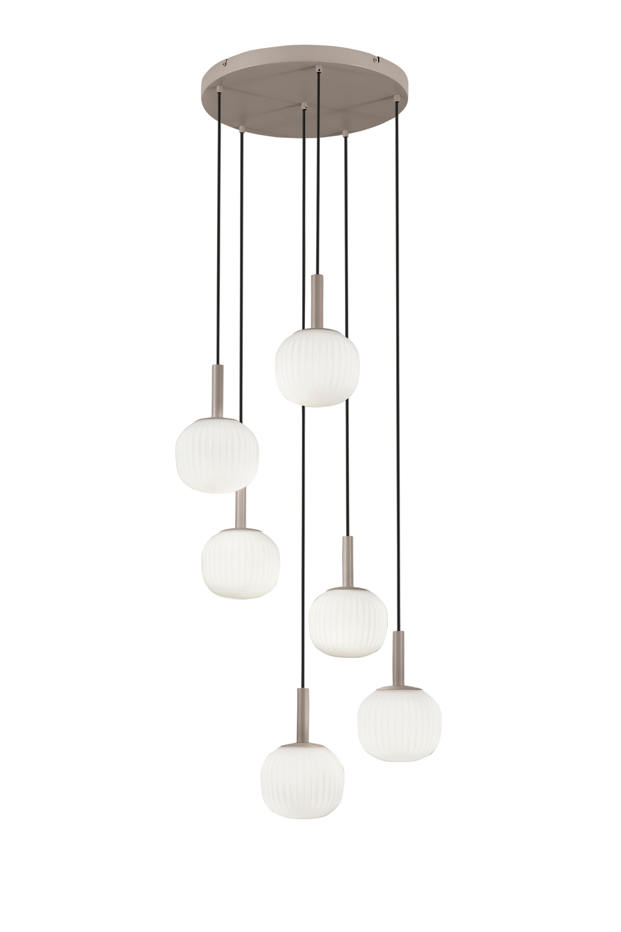 Sospensione e lume ERIS in metallo marrone sabbia e vetro bianco latte | FT Feel The