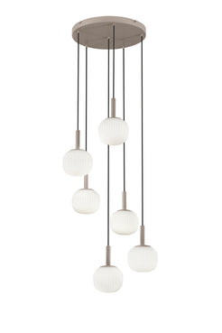 Sospensione e lume ERIS in metallo marrone sabbia e vetro bianco latte | FT Feel The