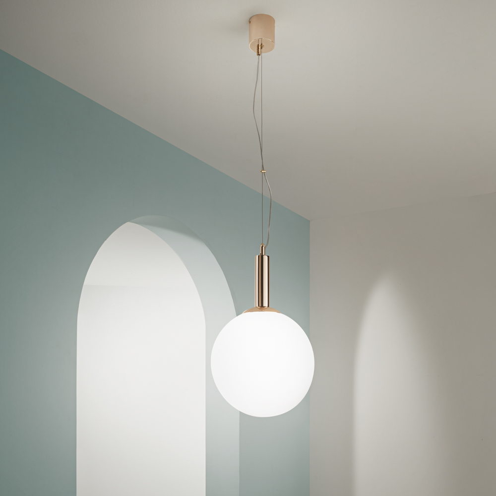 Lampadario HERA in vetro opale, 1 o 5 luci