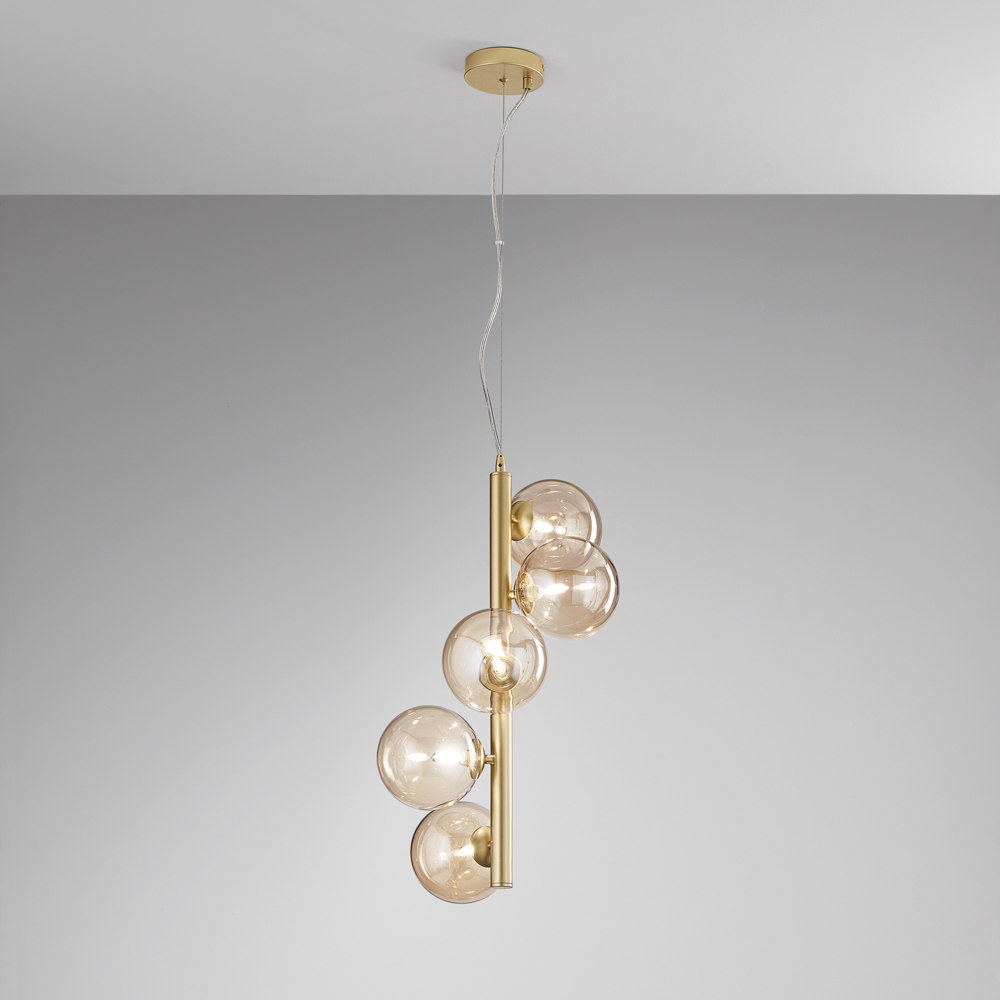 HONEY pendant lamp with five blown glass diffusers