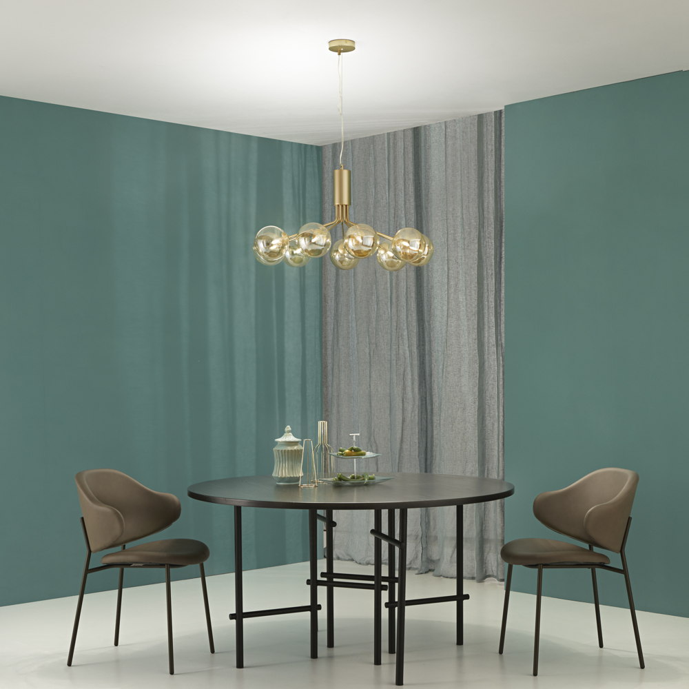 HONEY pendant lamp with nine blown glass diffusers