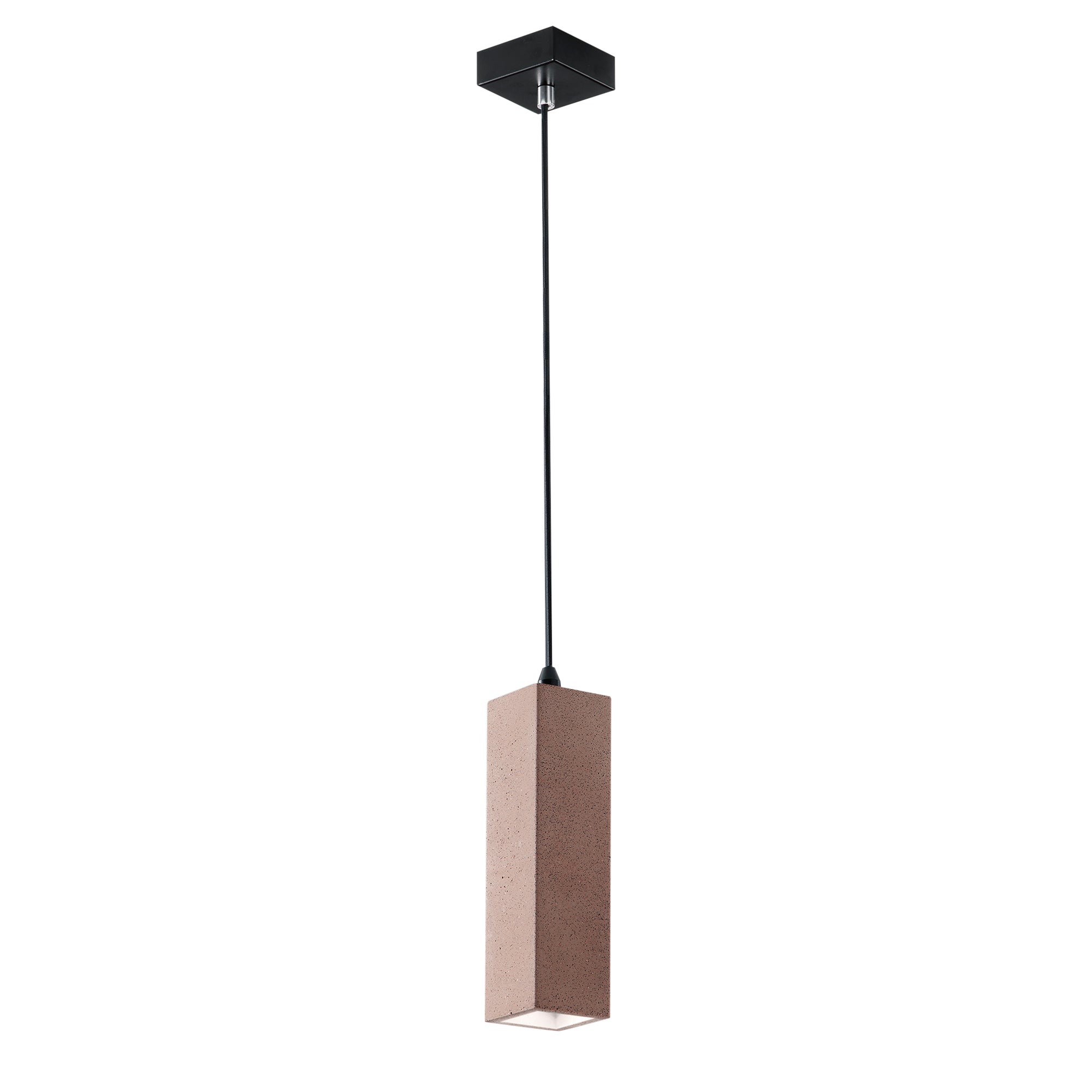 Lampe à suspension Kruk à structure carrée en béton naturel (1XGU10)