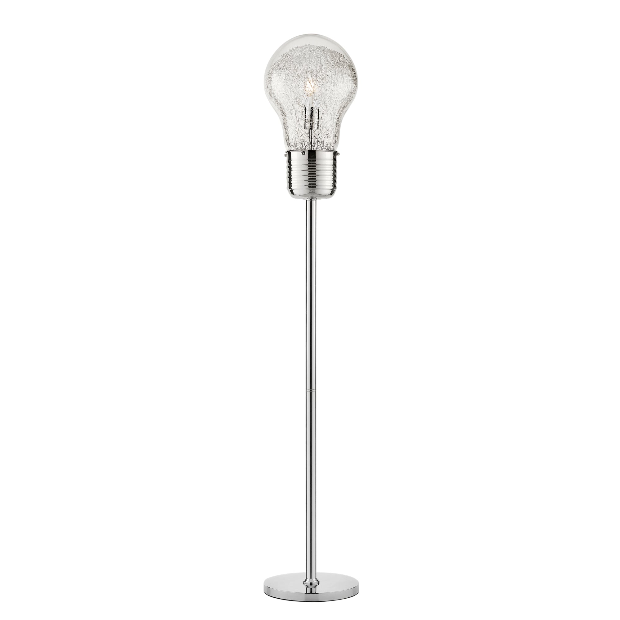Lámpara de pie colección LAMPADINA en cristal y decoración interior con alambres de aluminio.