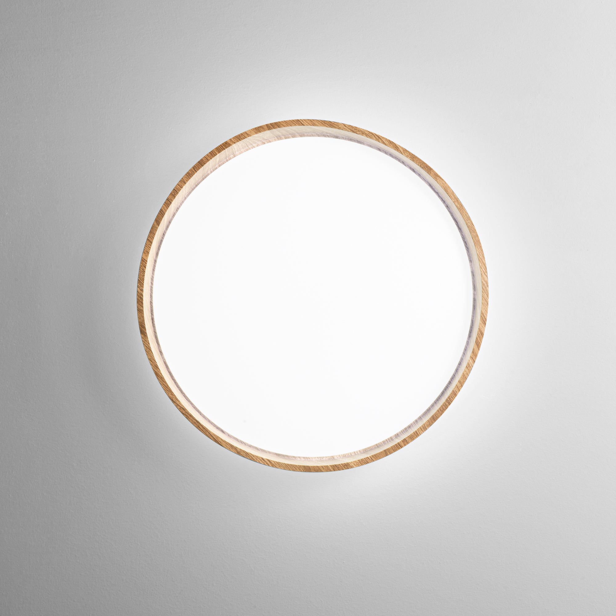 Plafoniera LED MADERA in metallo effetto legno 22W con interruttore CCT 40 cm. - FT-FeelThe