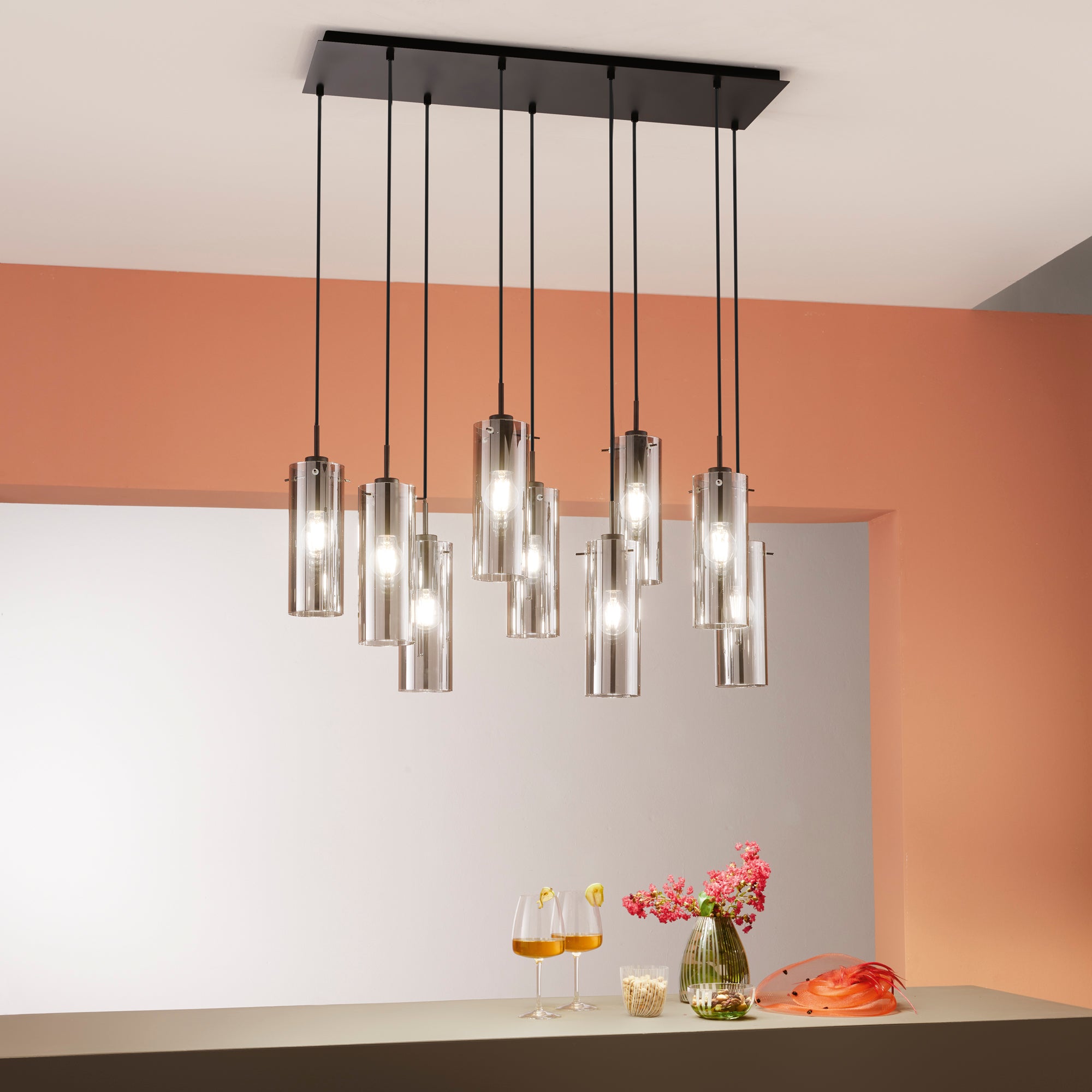 Sospensione lineare MAGIC, nove diffusori - FT-FeelThe