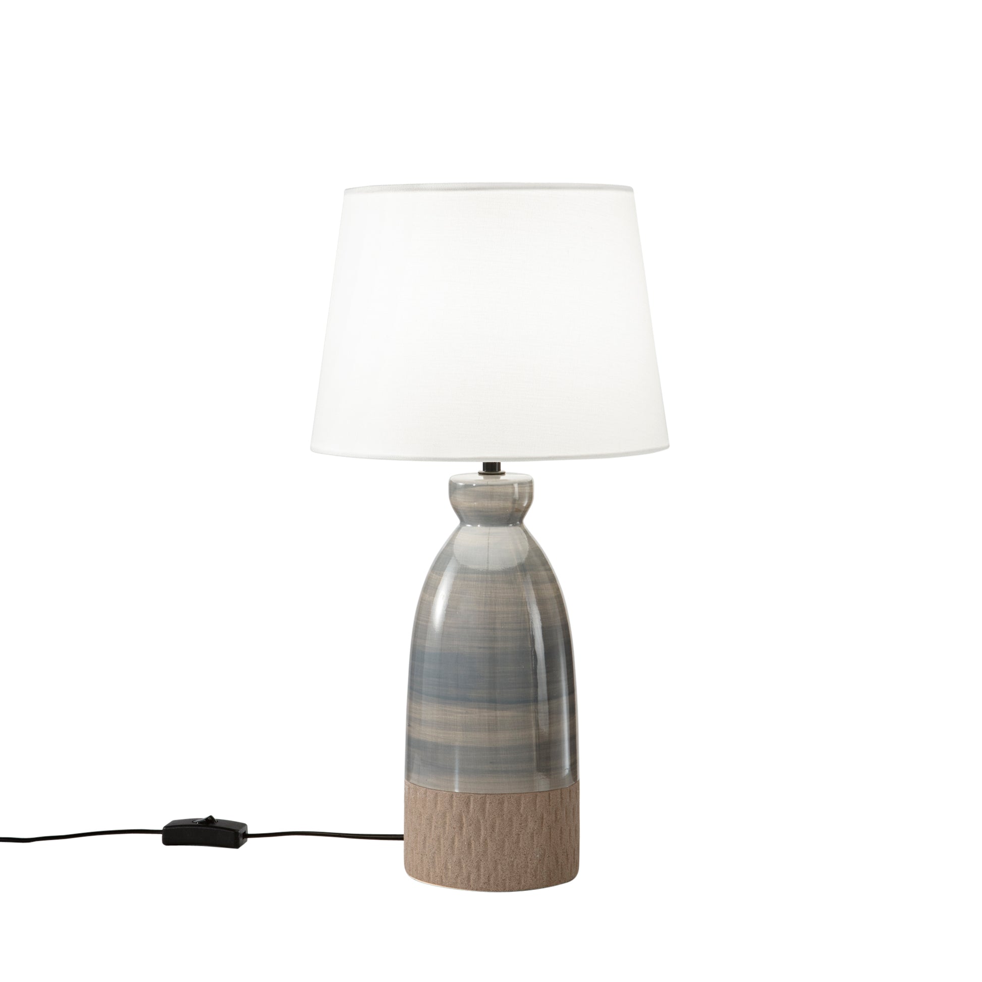 Lampada da tavolo NAVAJO in ceramica tortora con paralume in tessuto 49 cm. - FT-FeelThe