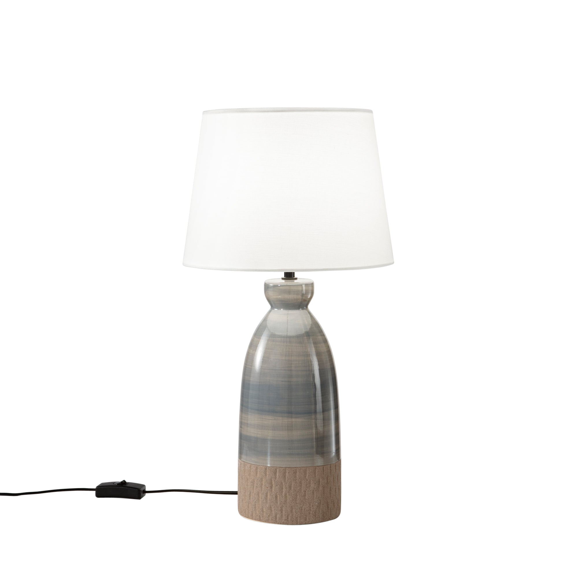 Lampada da tavolo NAVAJO in ceramica tortora con paralume in tessuto 49 cm. - FT-FeelThe